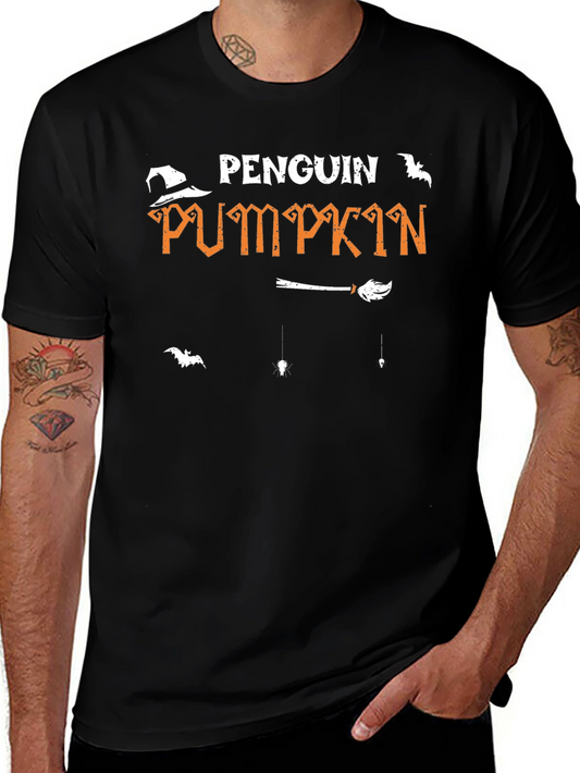 Camiseta Negra Penguin Pumpkin Halloween