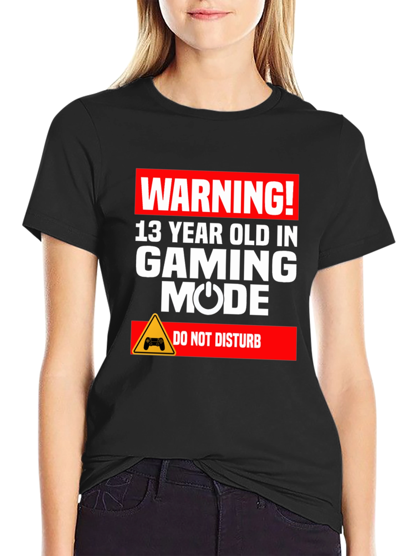 Camiseta Negra: Warning! Gaming Mode - No Molestar