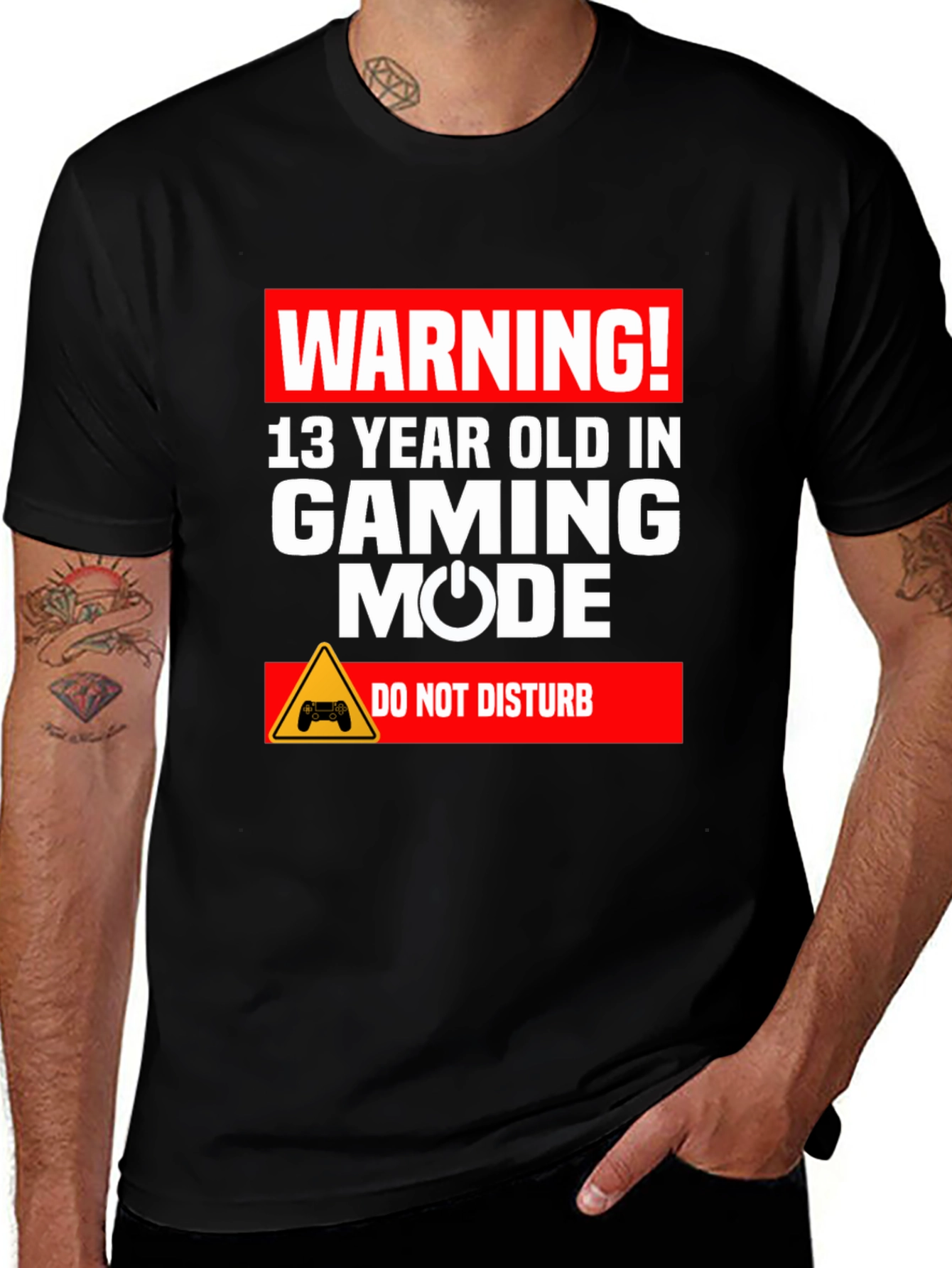Camiseta Negra: Warning! Gaming Mode - No Molestar