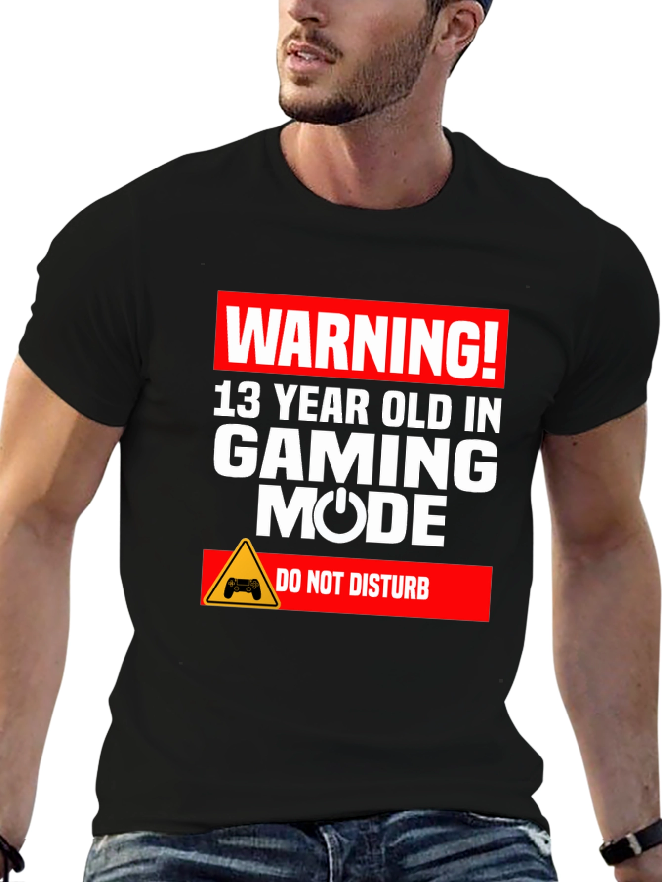 Camiseta Negra: Warning! Gaming Mode - No Molestar