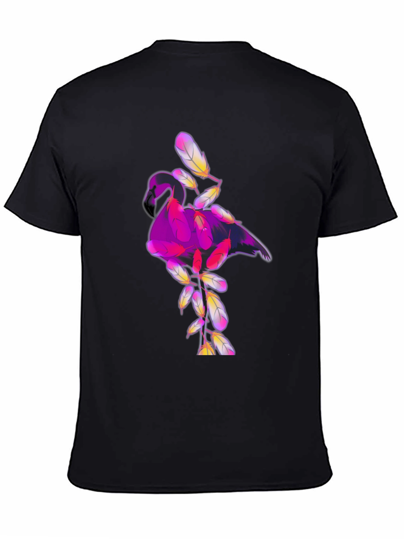 Camiseta Negra con Diseño de Flamenco Abstracto