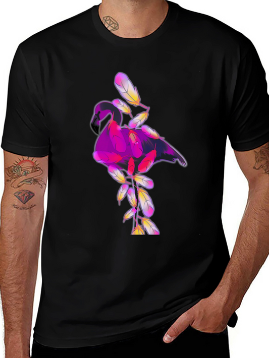 Camiseta Negra con Diseño de Flamenco Abstracto