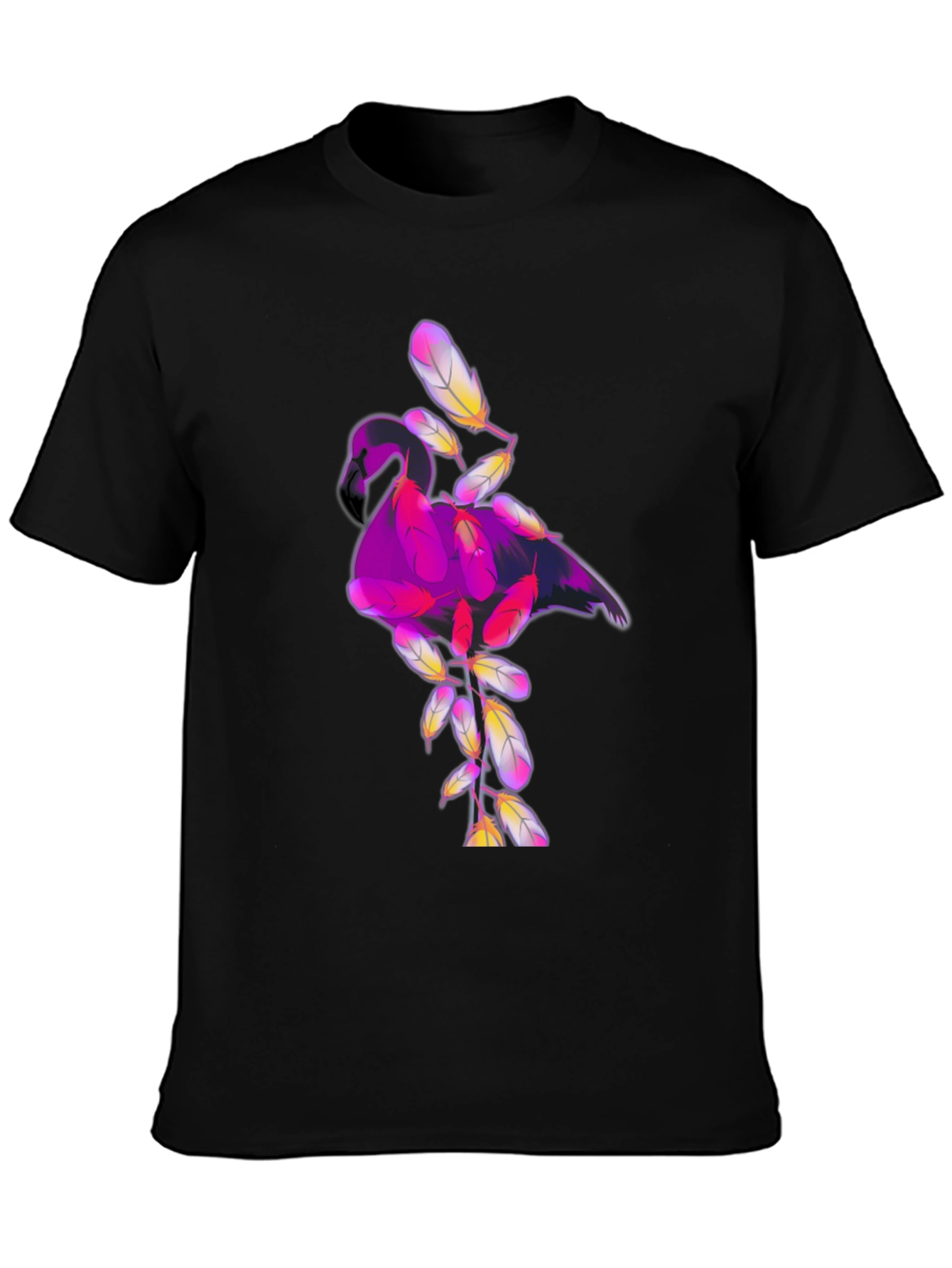 Camiseta Negra con Diseño de Flamenco Abstracto