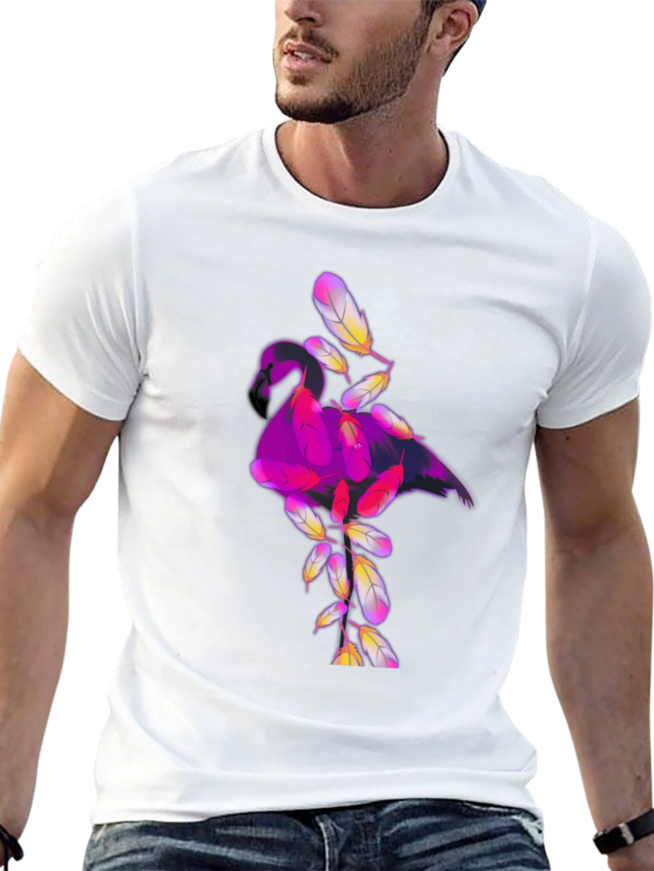 Camiseta Negra con Diseño de Flamenco Abstracto