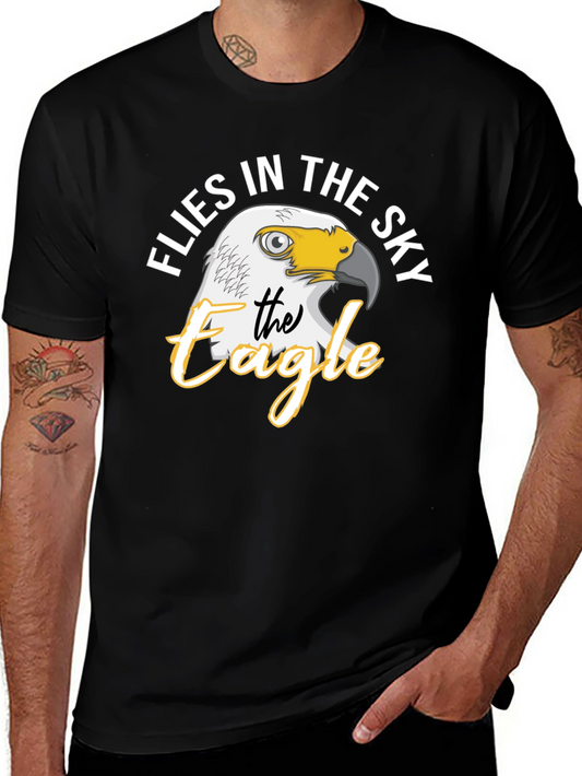 Camiseta Negra con Diseño de Águila Flies in the Sky