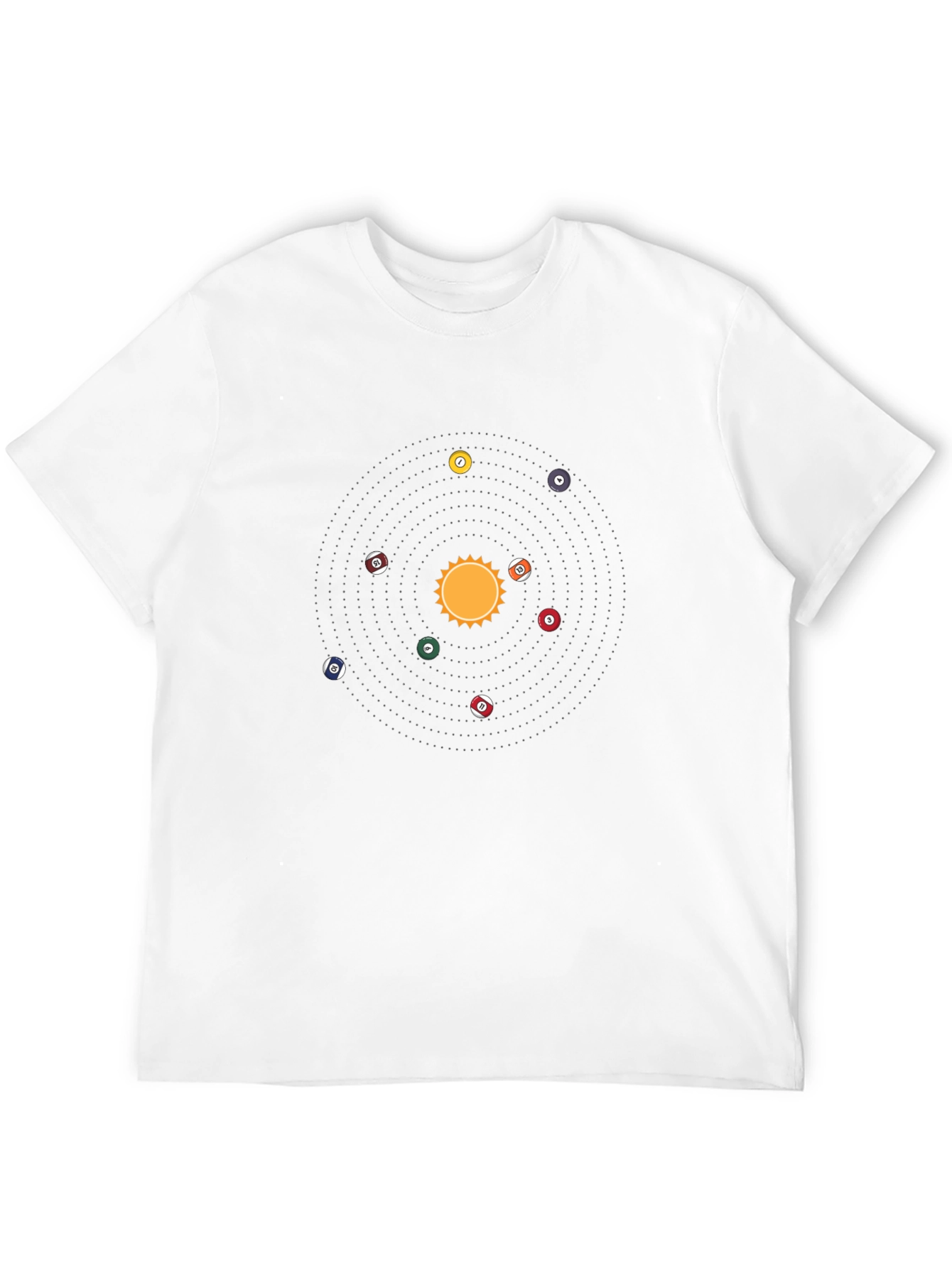 Camiseta Negra: Sistema Solar de Billar