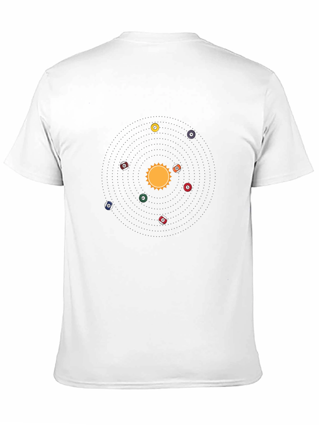 Camiseta Negra: Sistema Solar de Billar