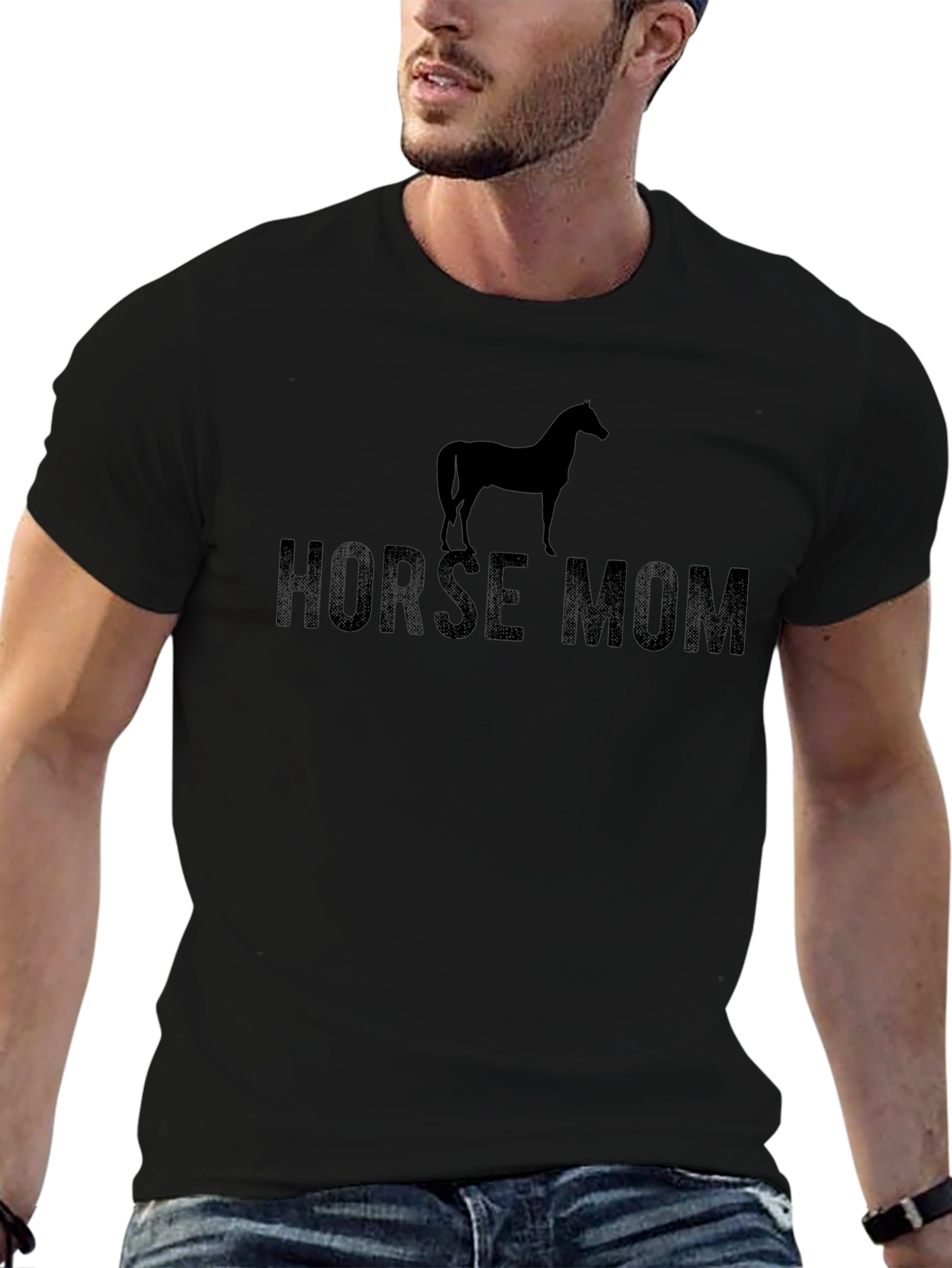 Camiseta Negra Horse Mom para Amantes de Caballos