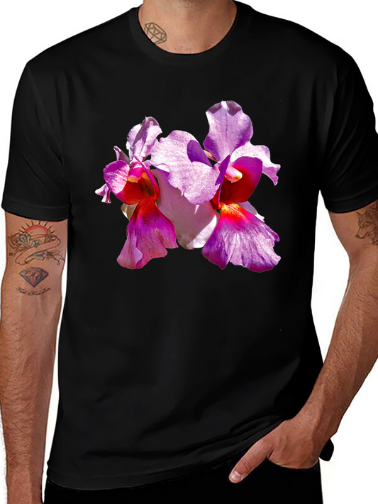 Camiseta Negra con Orquídeas