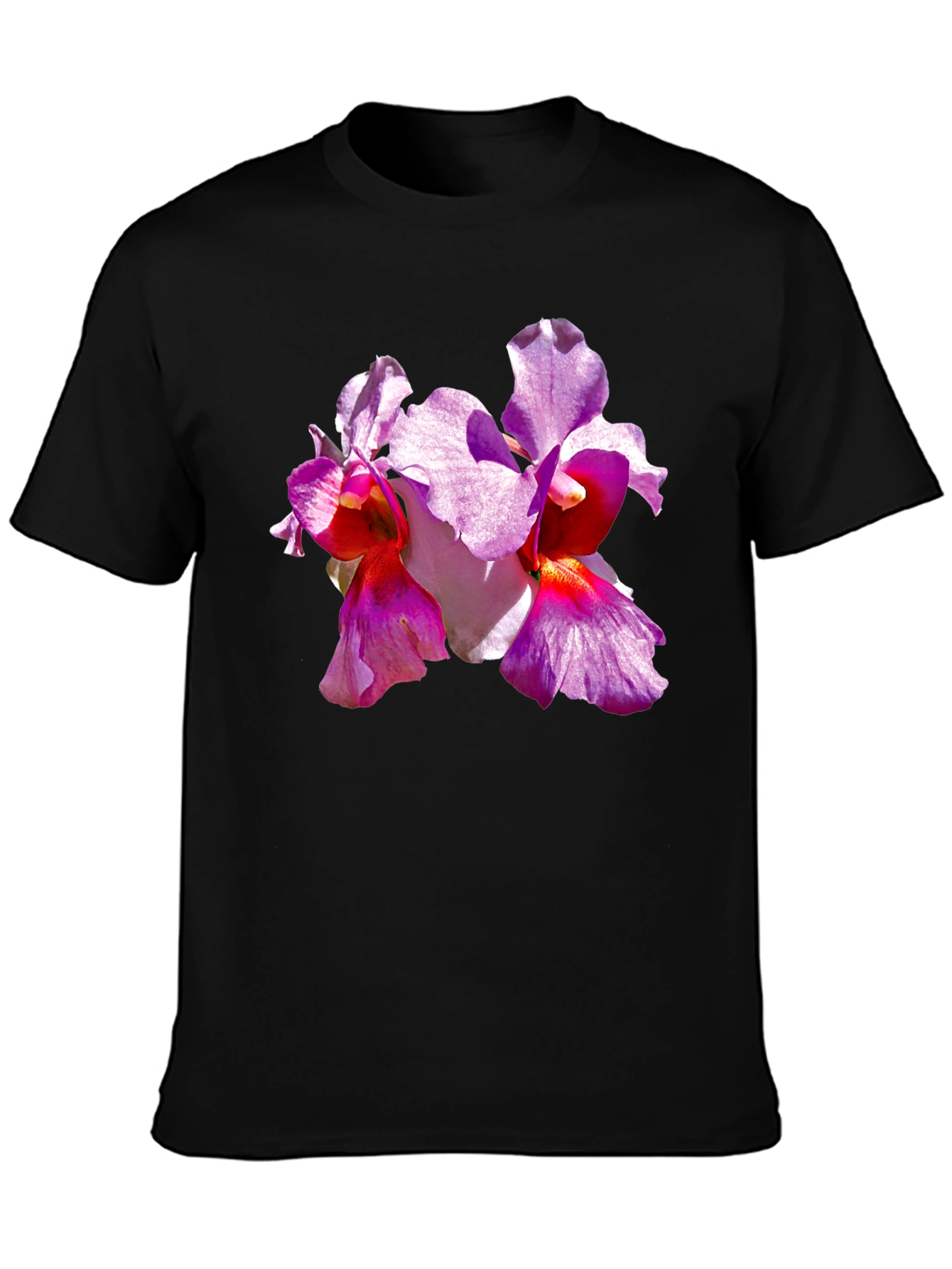 Camiseta Negra con Orquídeas