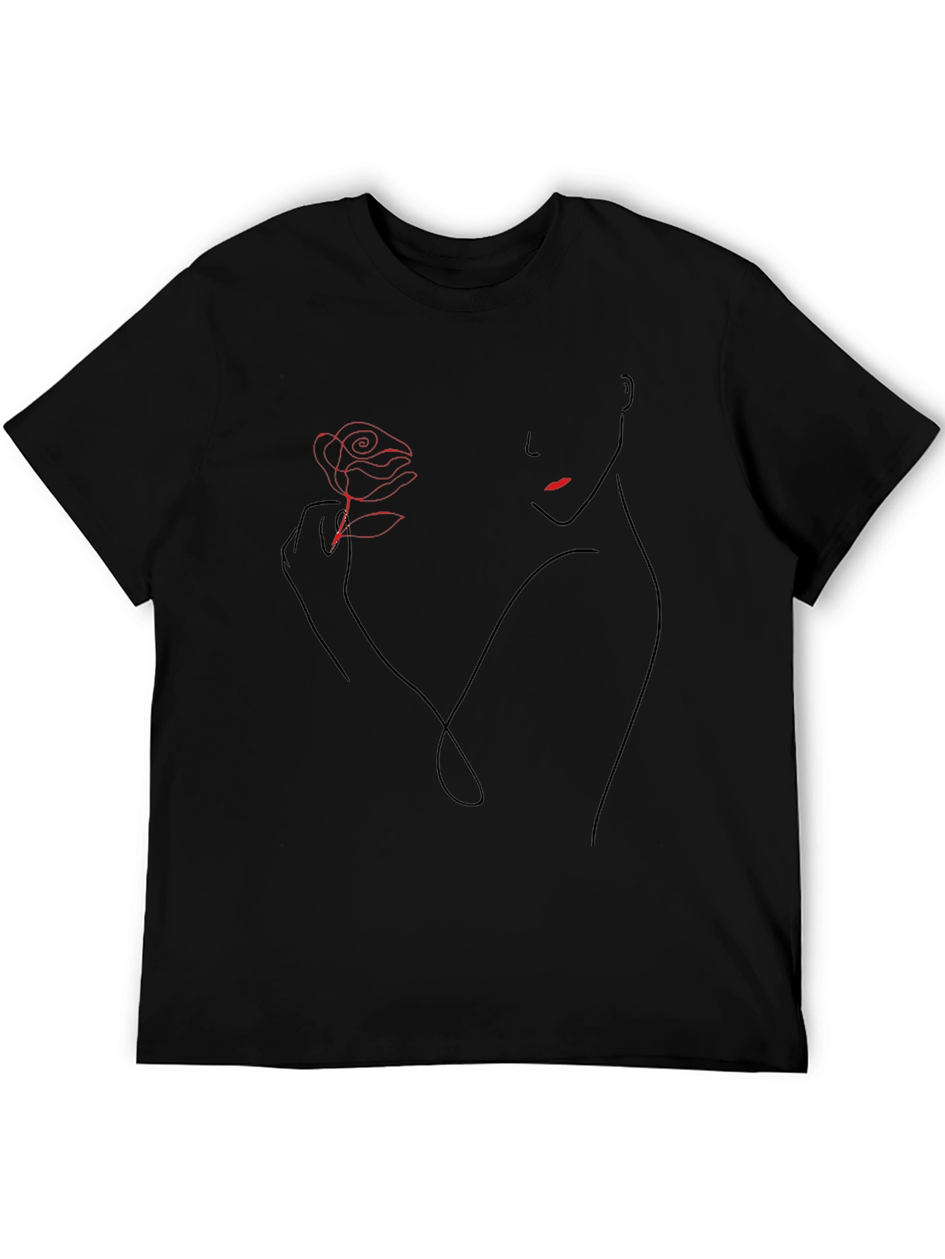 Camiseta Negra con Diseño Floral Abstracto para Hombre
