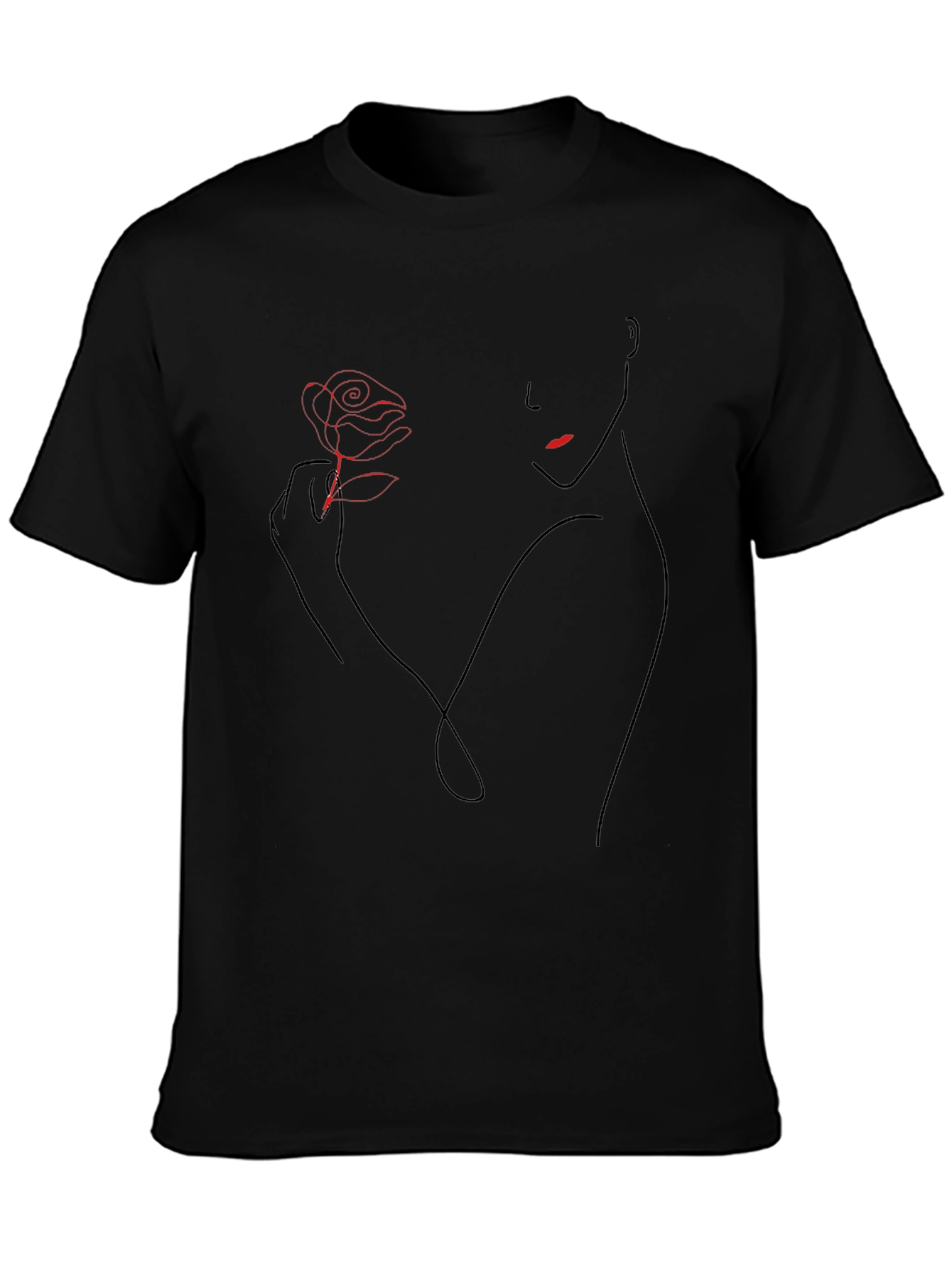 Camiseta Negra con Diseño Floral Abstracto para Hombre