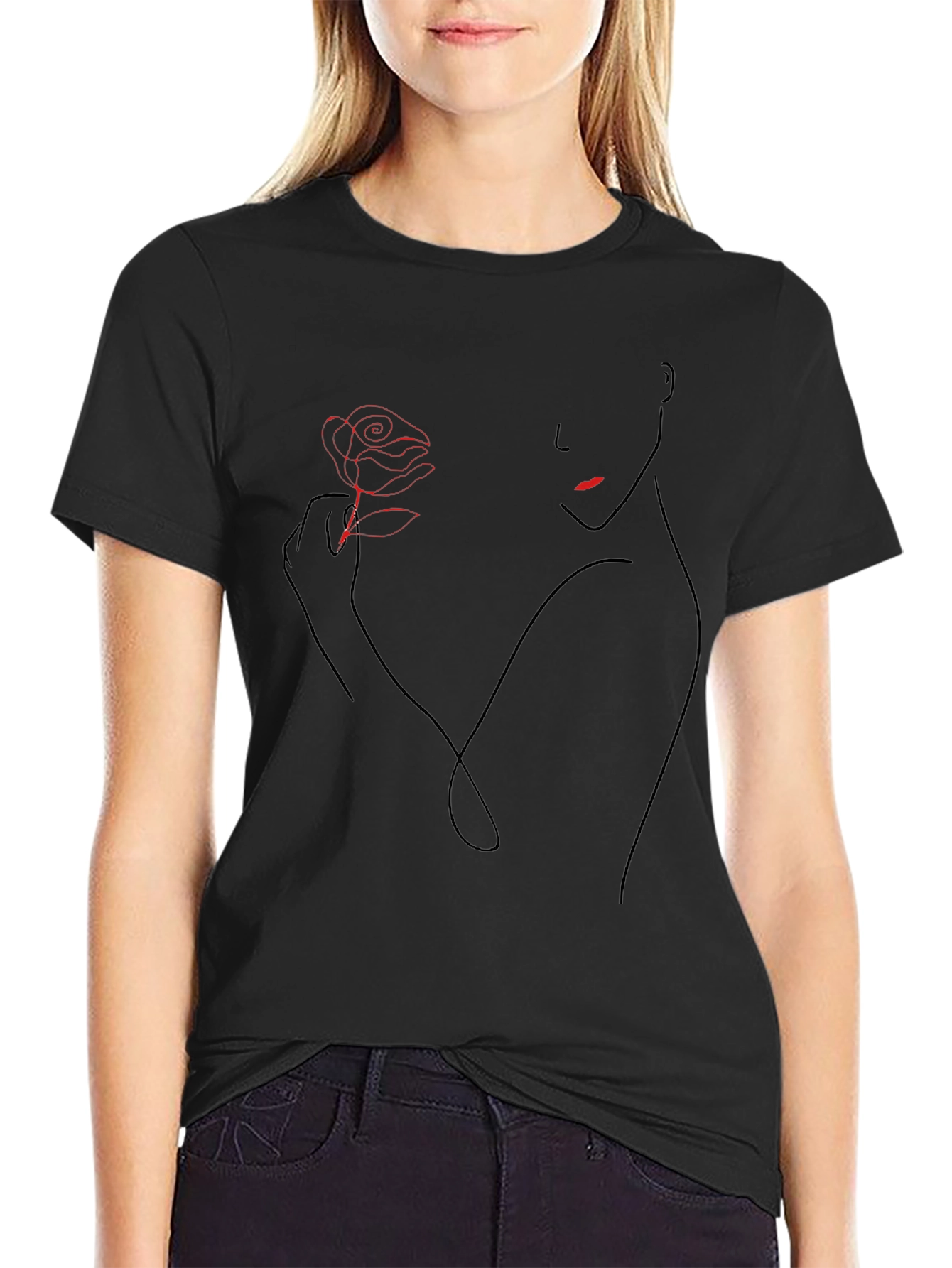 Camiseta Negra con Diseño Floral Abstracto para Hombre