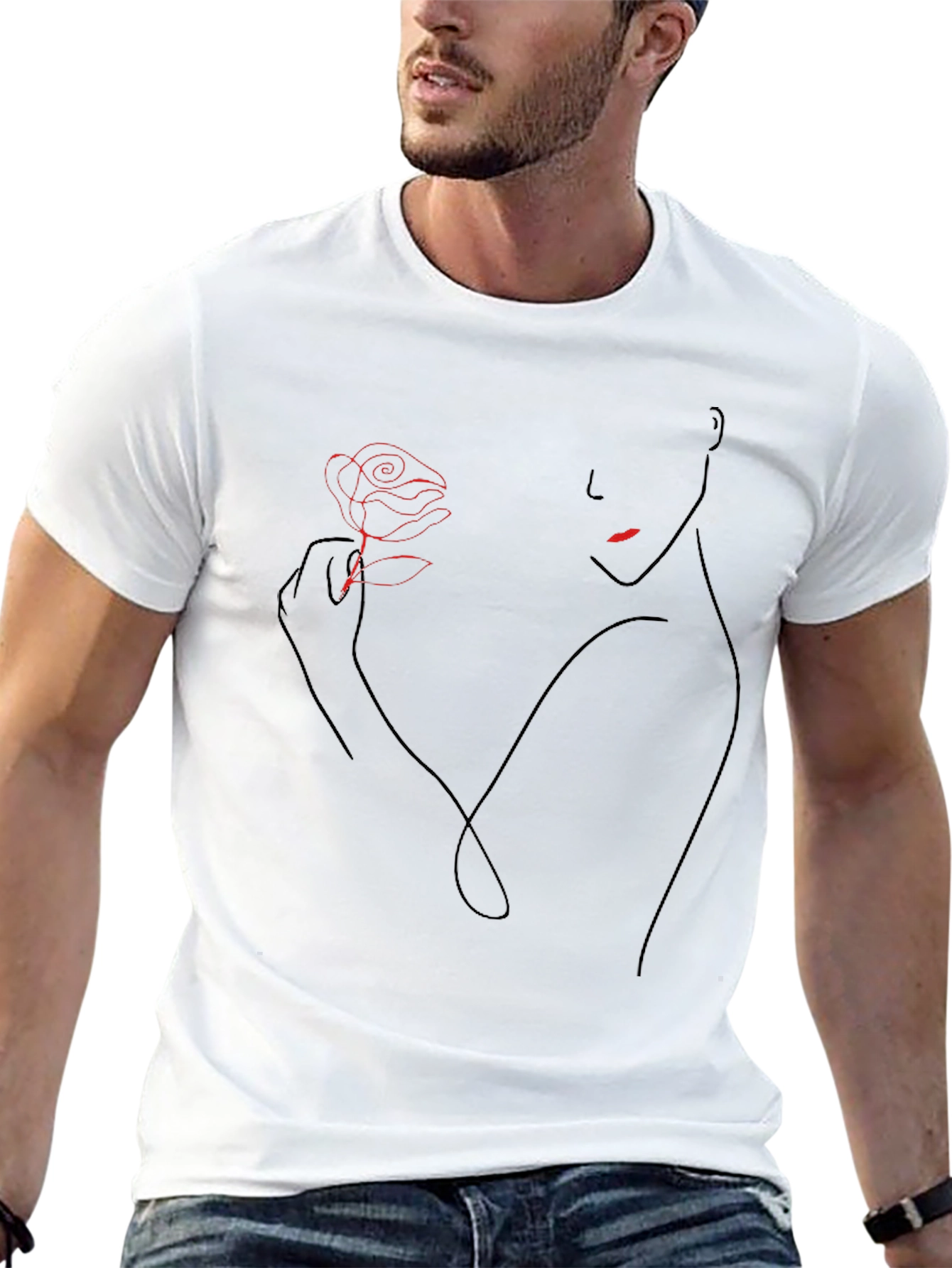 Camiseta Negra con Diseño Floral Abstracto para Hombre