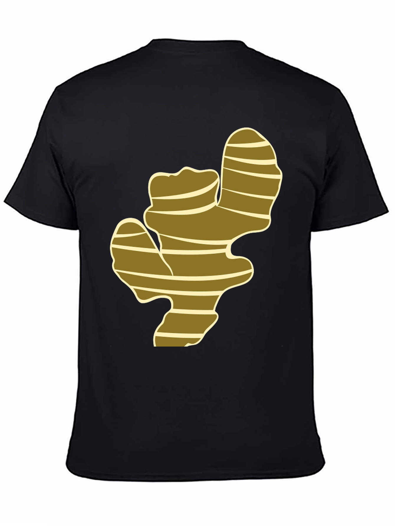 Camiseta Negra con Diseño de Raíz de Jengibre