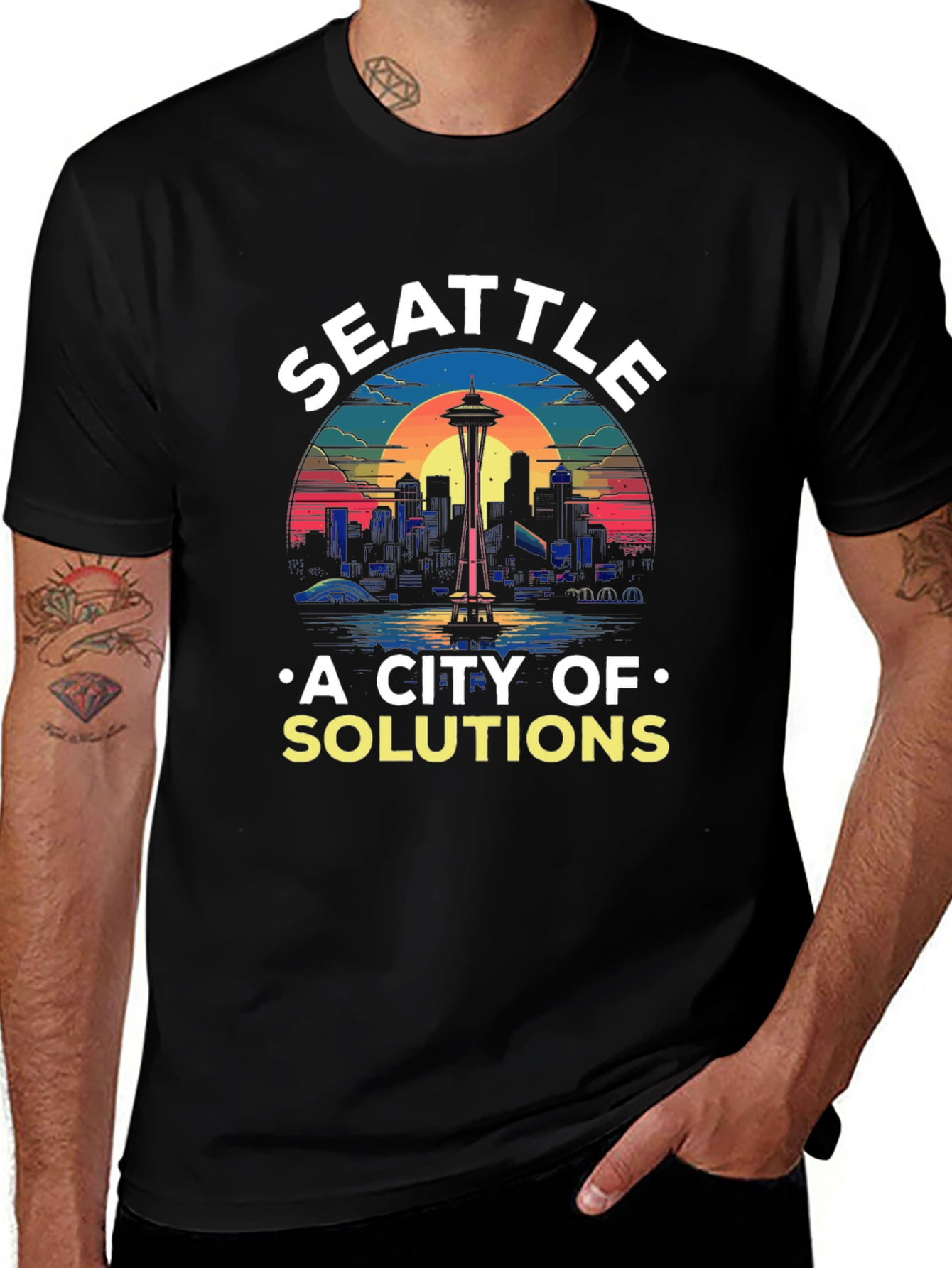 Camiseta Seattle: Ciudad de Soluciones con Diseño Retro