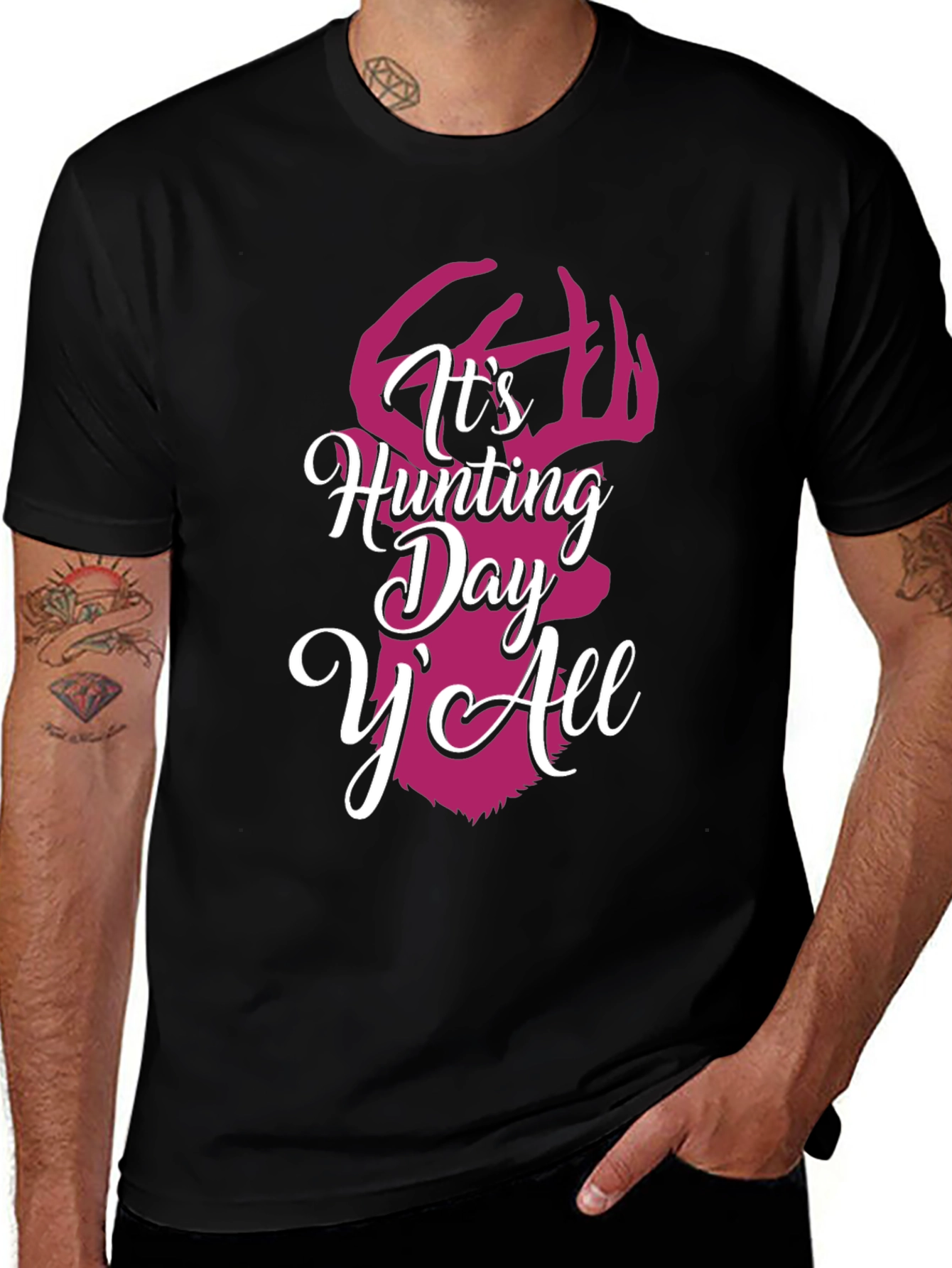 Camiseta Negra con Diseño de Caza