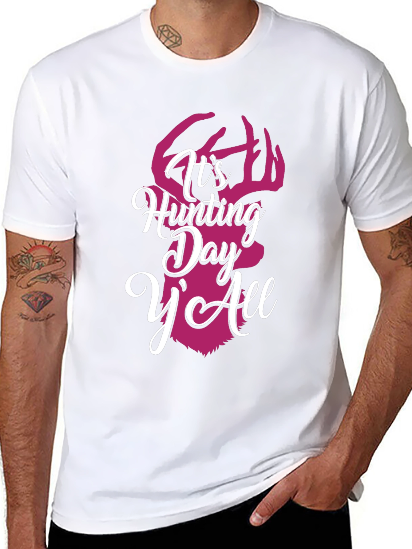 Camiseta Negra con Diseño de Caza