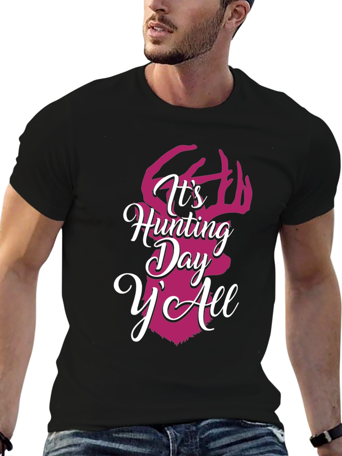 Camiseta Negra con Diseño de Caza