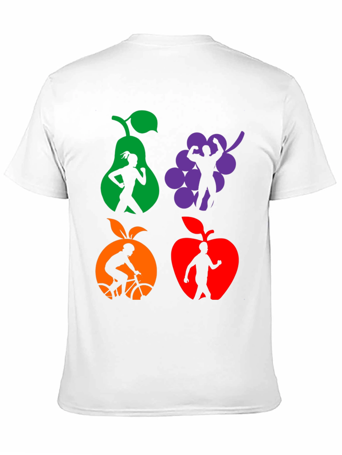 Camiseta Negra Deportiva con Diseño de Frutas