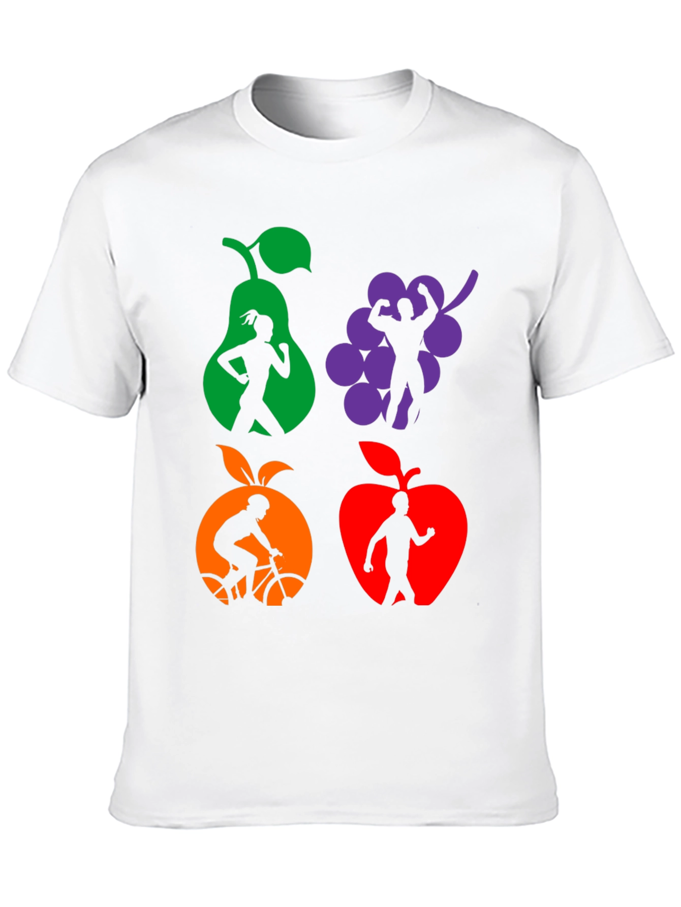 Camiseta Negra Deportiva con Diseño de Frutas