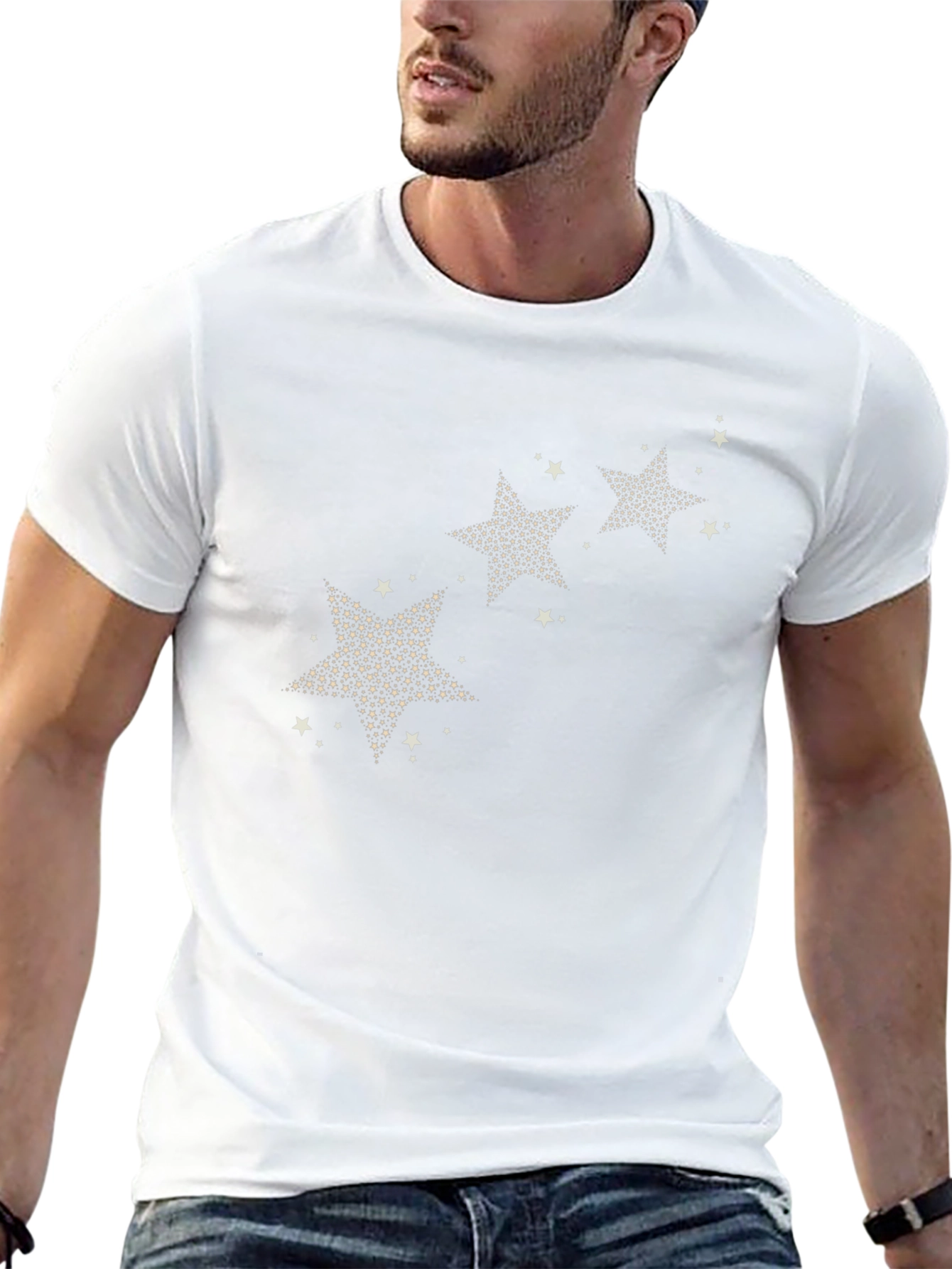 Camiseta Negra Estampado Estrellas Hombre