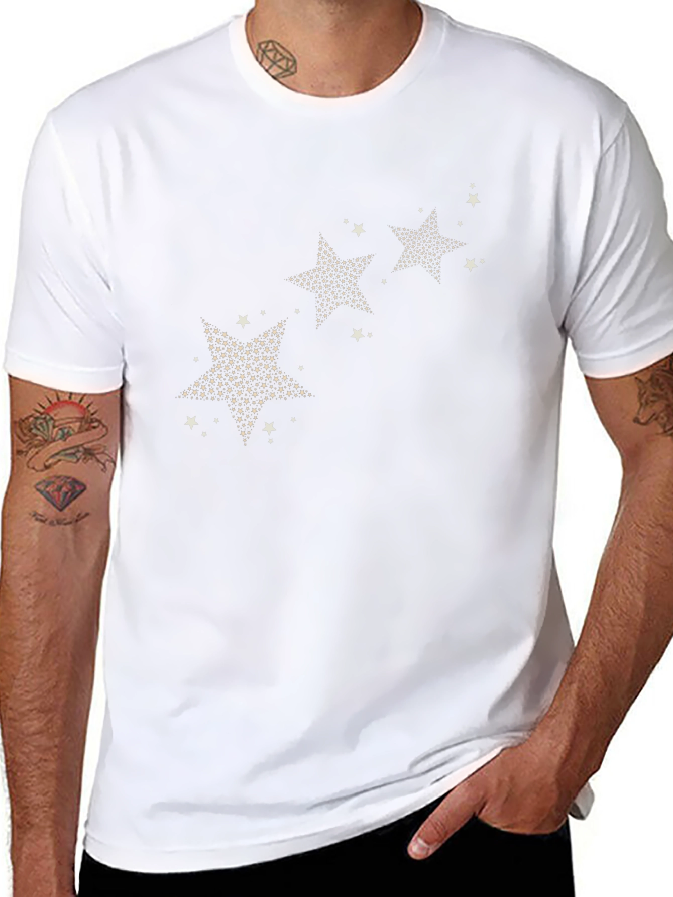 Camiseta Negra Estampado Estrellas Hombre