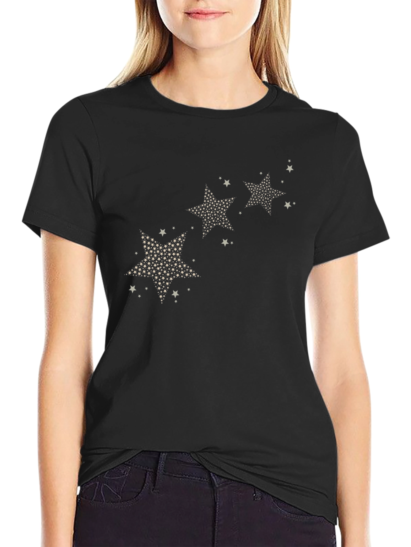 Camiseta Negra Estampado Estrellas Hombre
