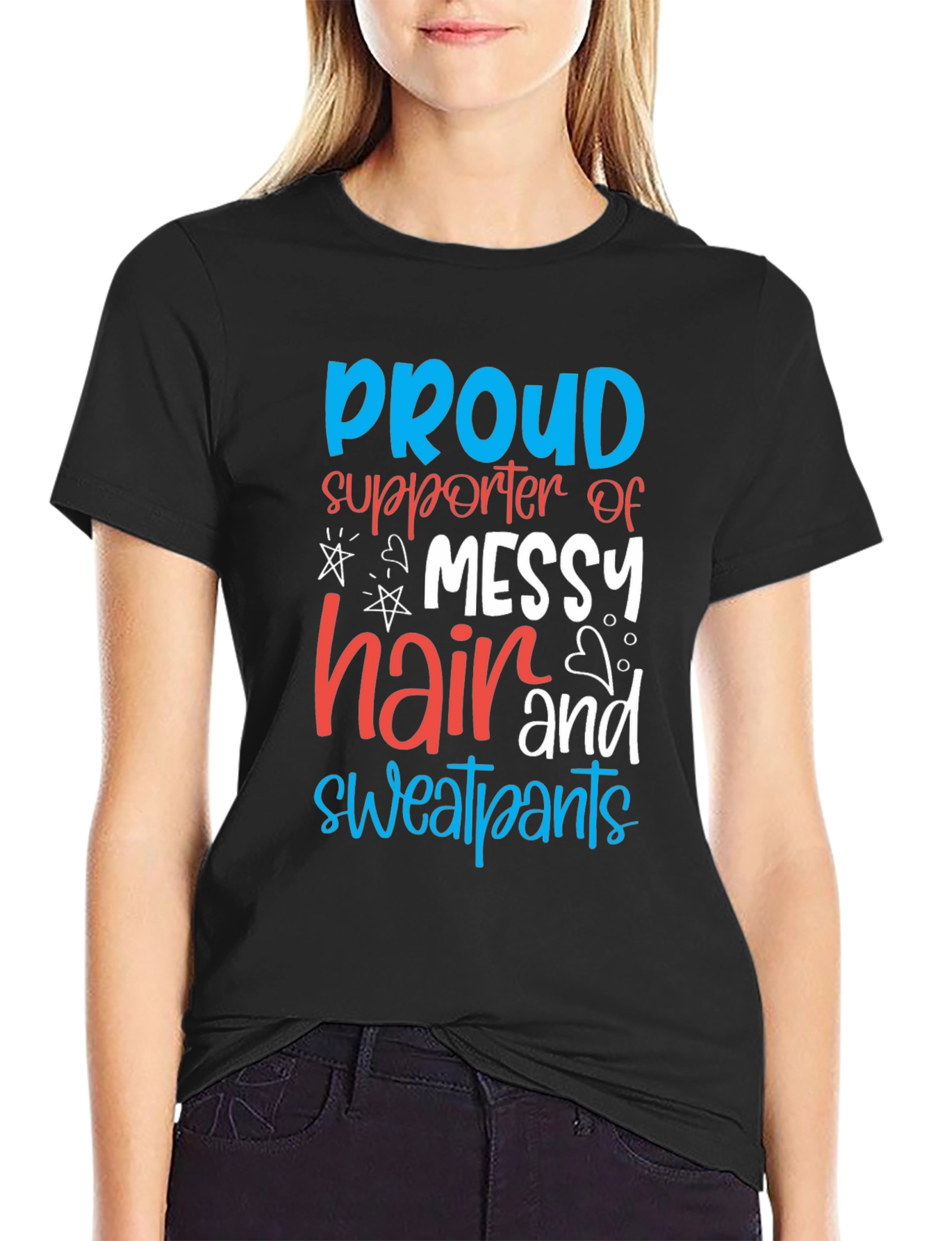 Camiseta Negra Proud Supporter Messy Hair