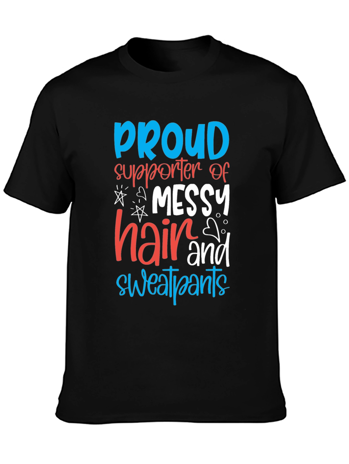 Camiseta Negra Proud Supporter Messy Hair