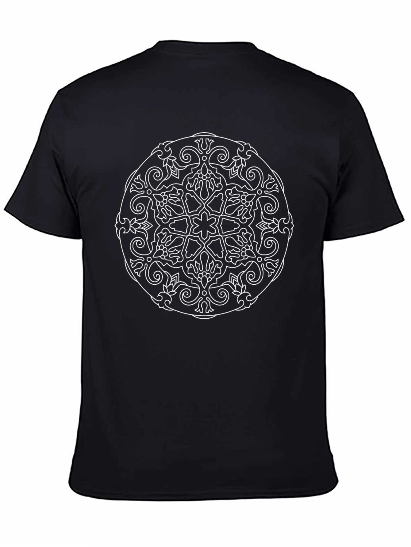Camiseta Negra Mandala Diseño Floral