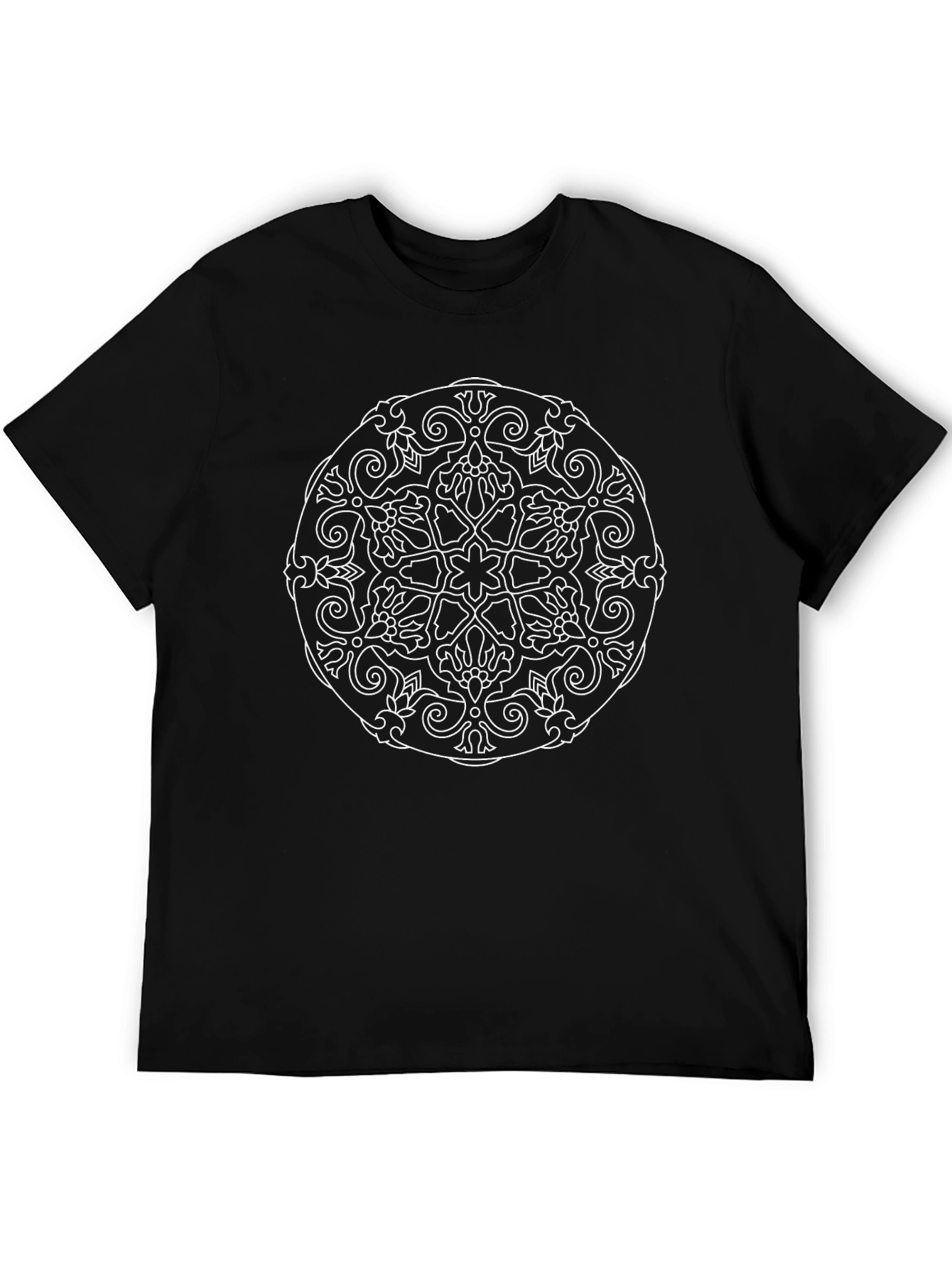 Camiseta Negra Mandala Diseño Floral