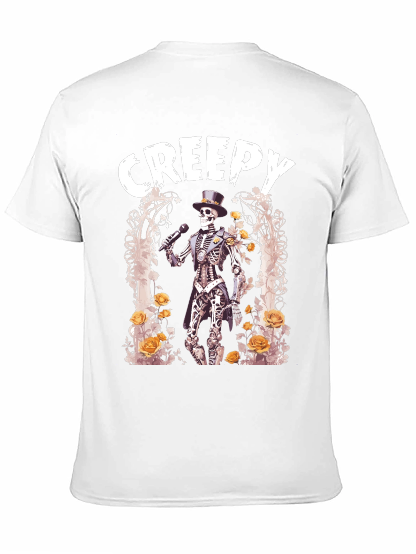 Camiseta Negra Creepy con Esqueleto Cantante