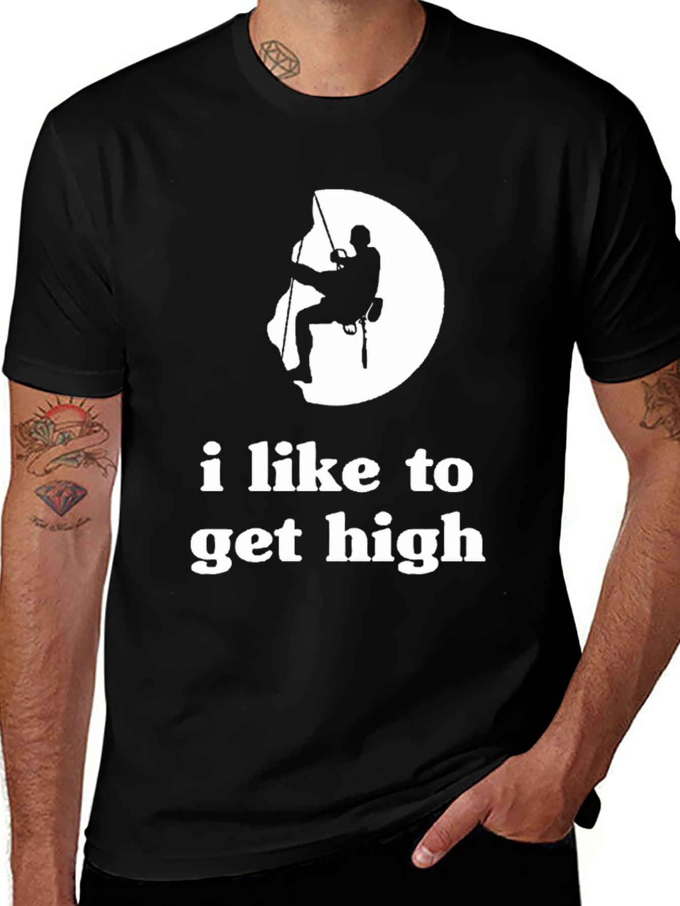 Camiseta Negra Me gusta escalar alto