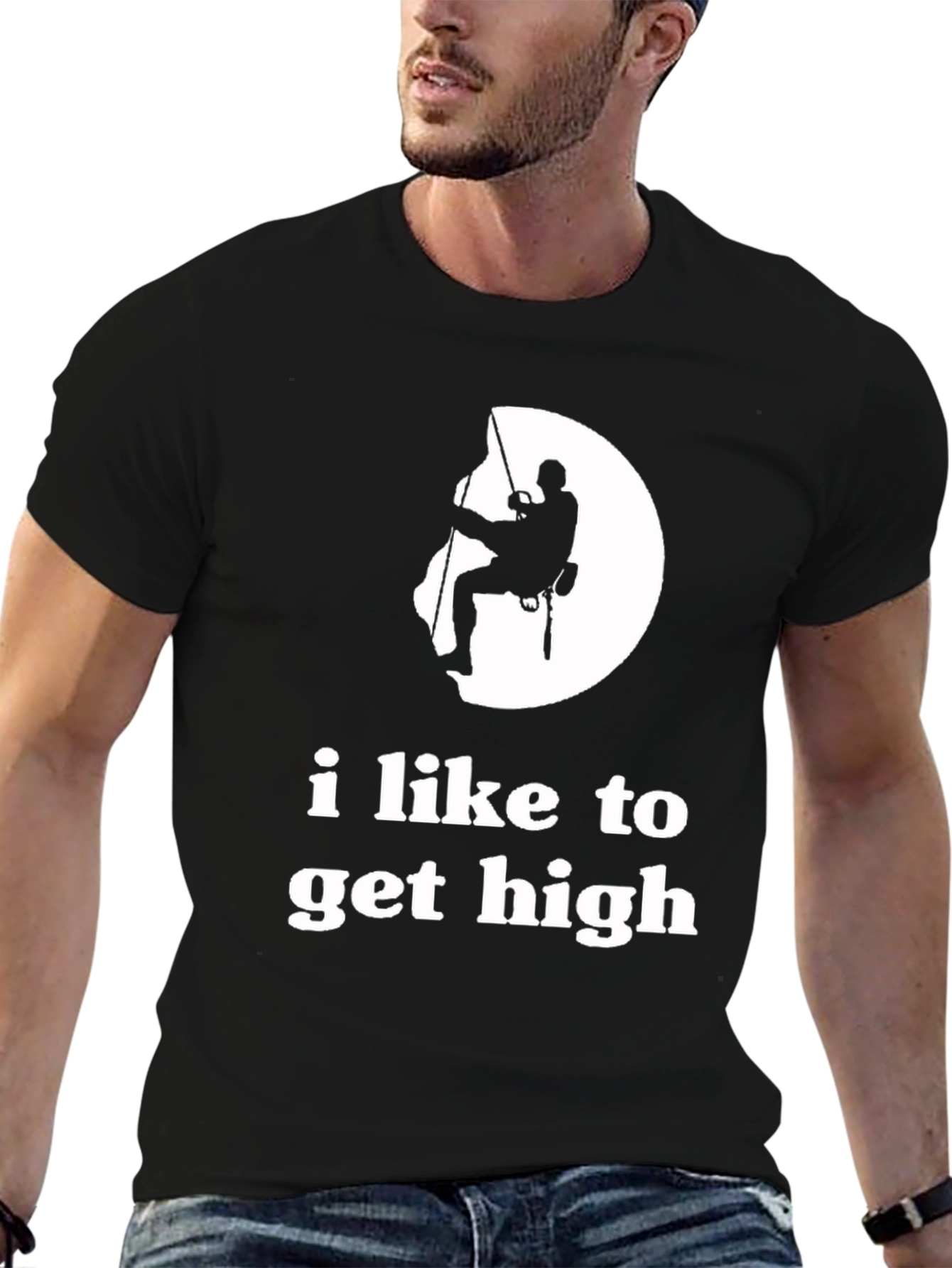Camiseta Negra Me gusta escalar alto