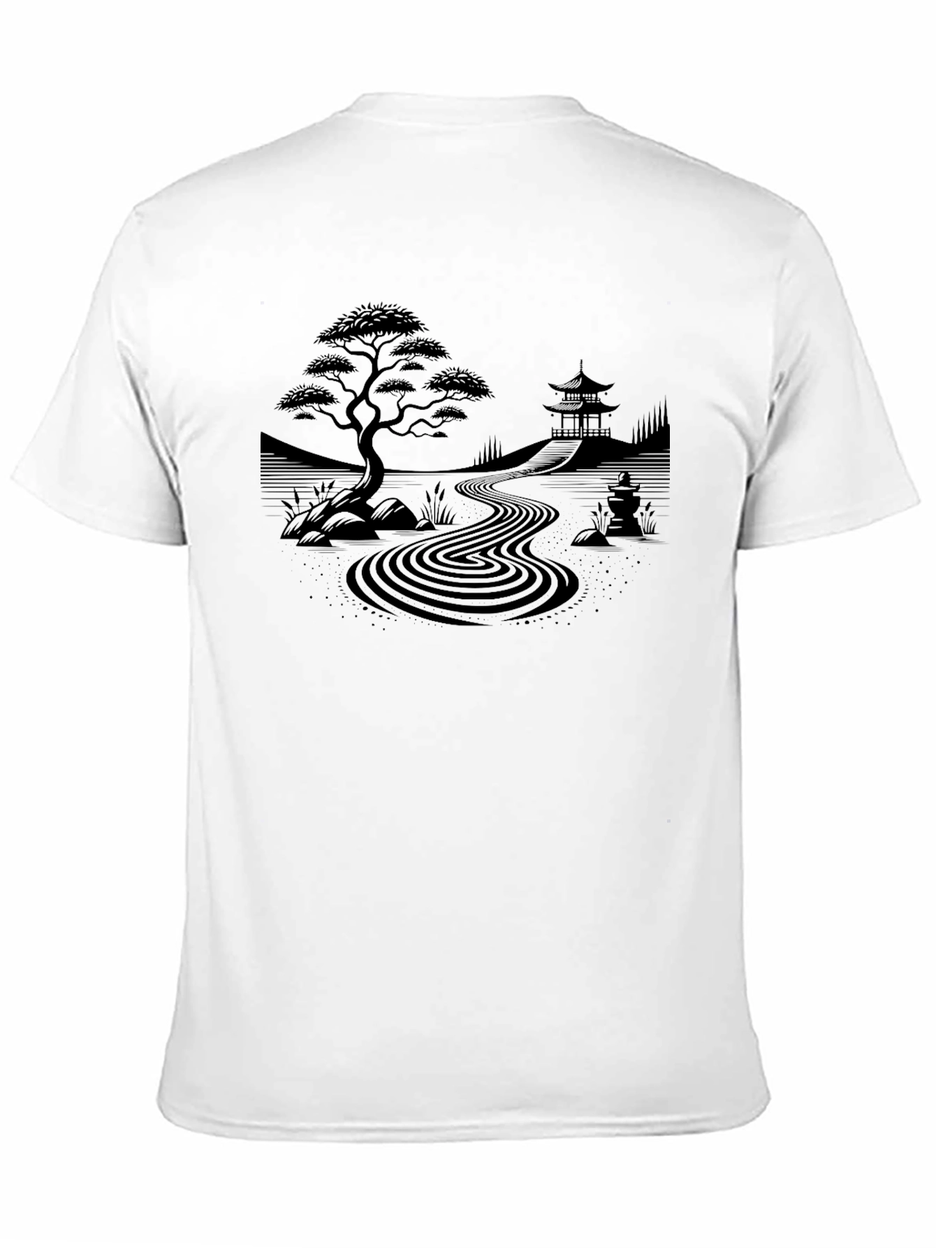 Camiseta Negra Zen: Jardín Japonés