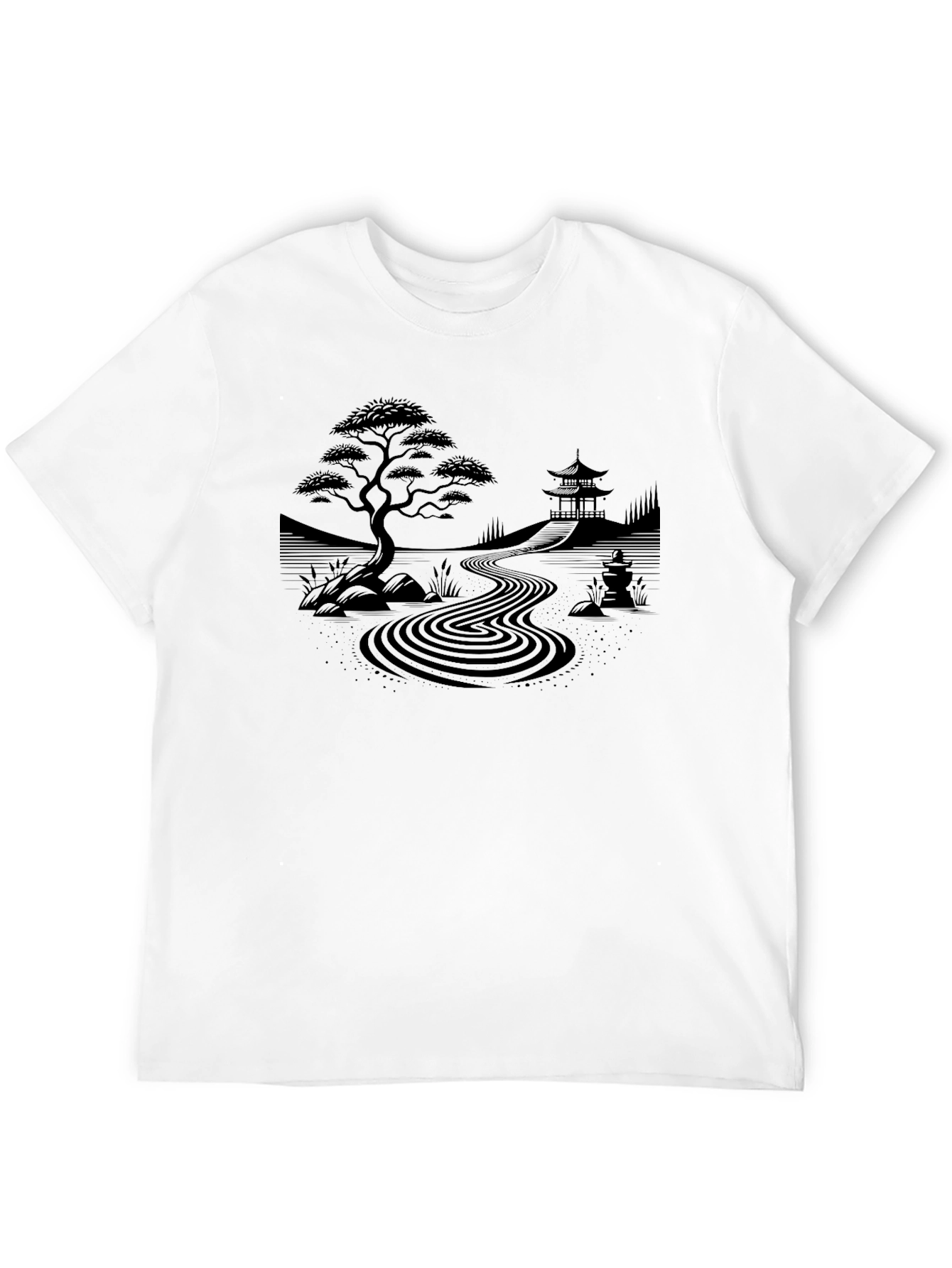 Camiseta Negra Zen: Jardín Japonés
