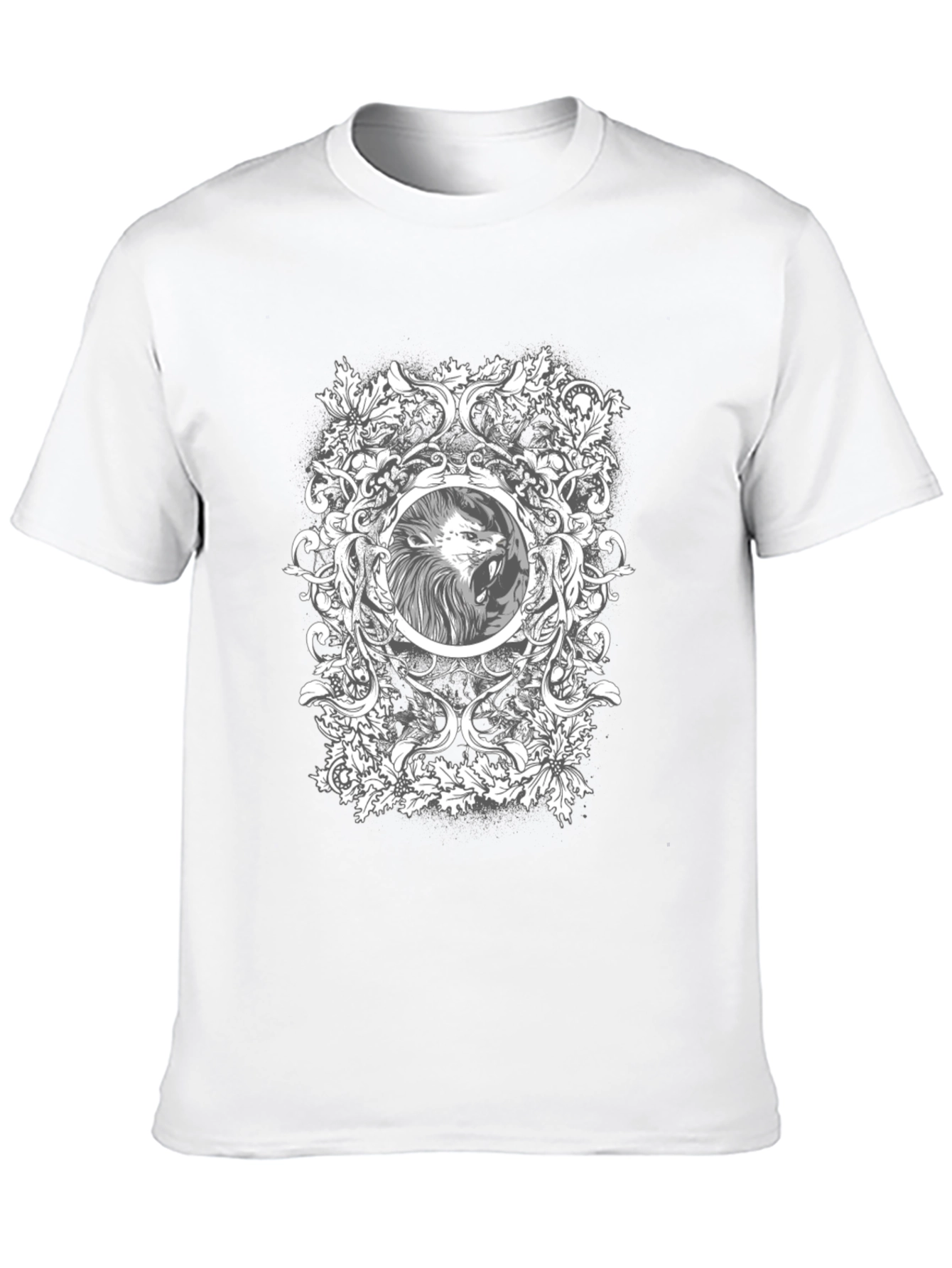 Camiseta Negra con Diseño de León Ornamental