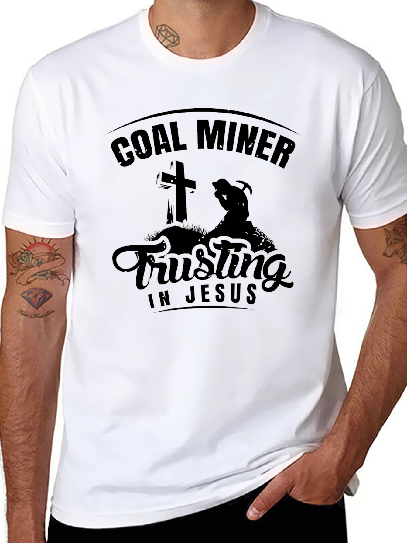 Camiseta Negra: Minero del Carbón - Confía en Jesús