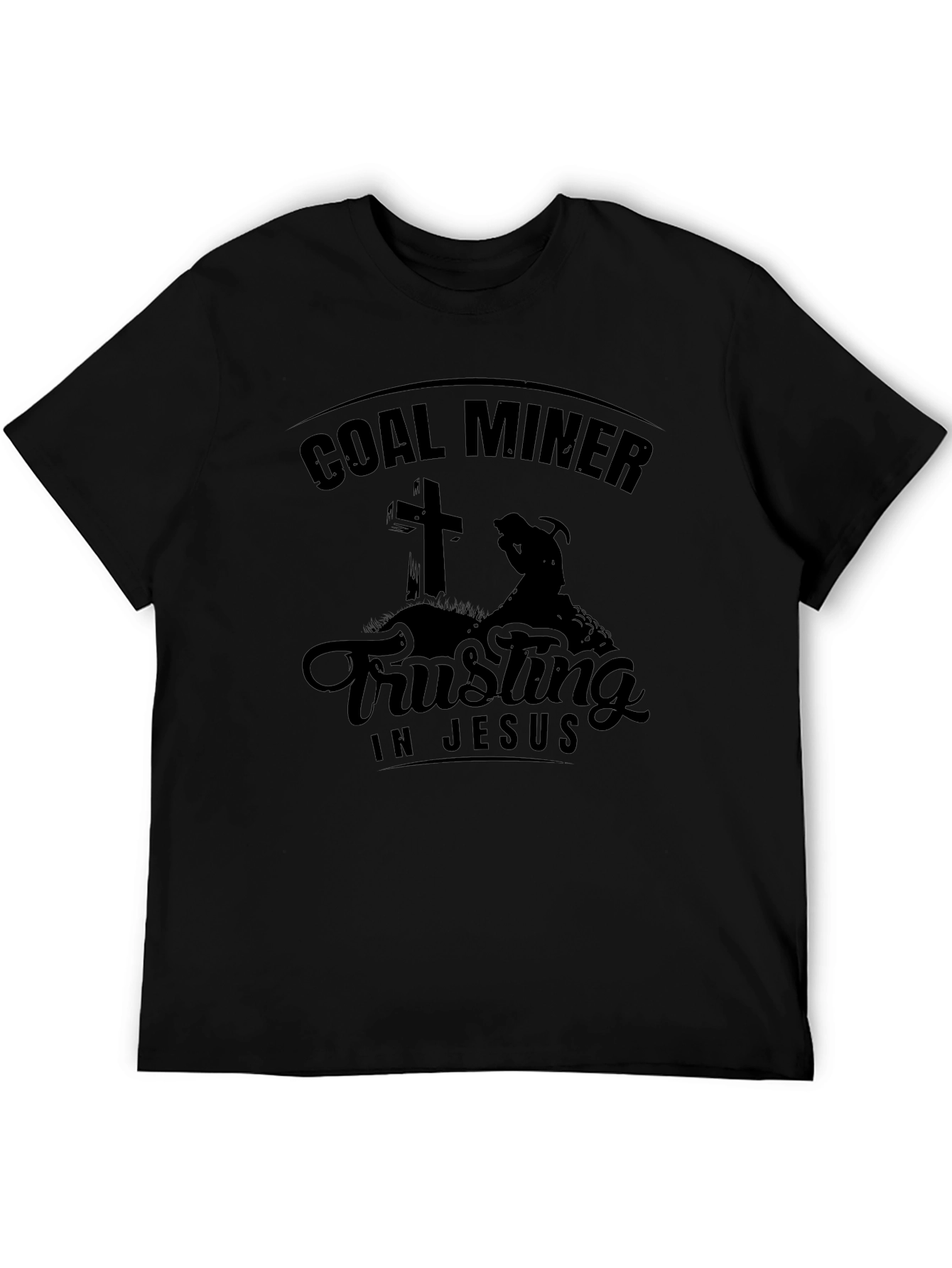 Camiseta Negra: Minero del Carbón - Confía en Jesús
