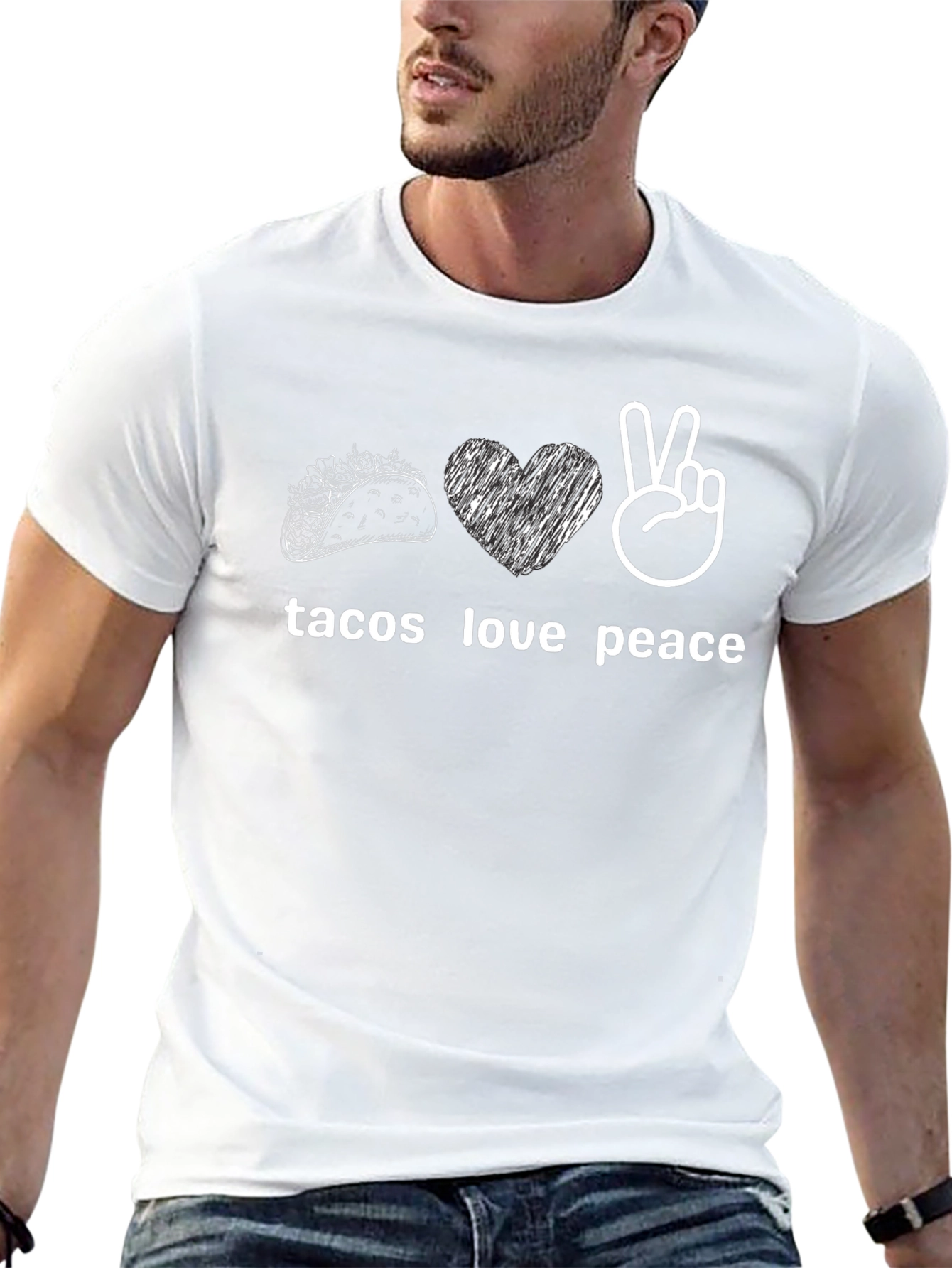 Camiseta Negra: Tacos Amor y Paz