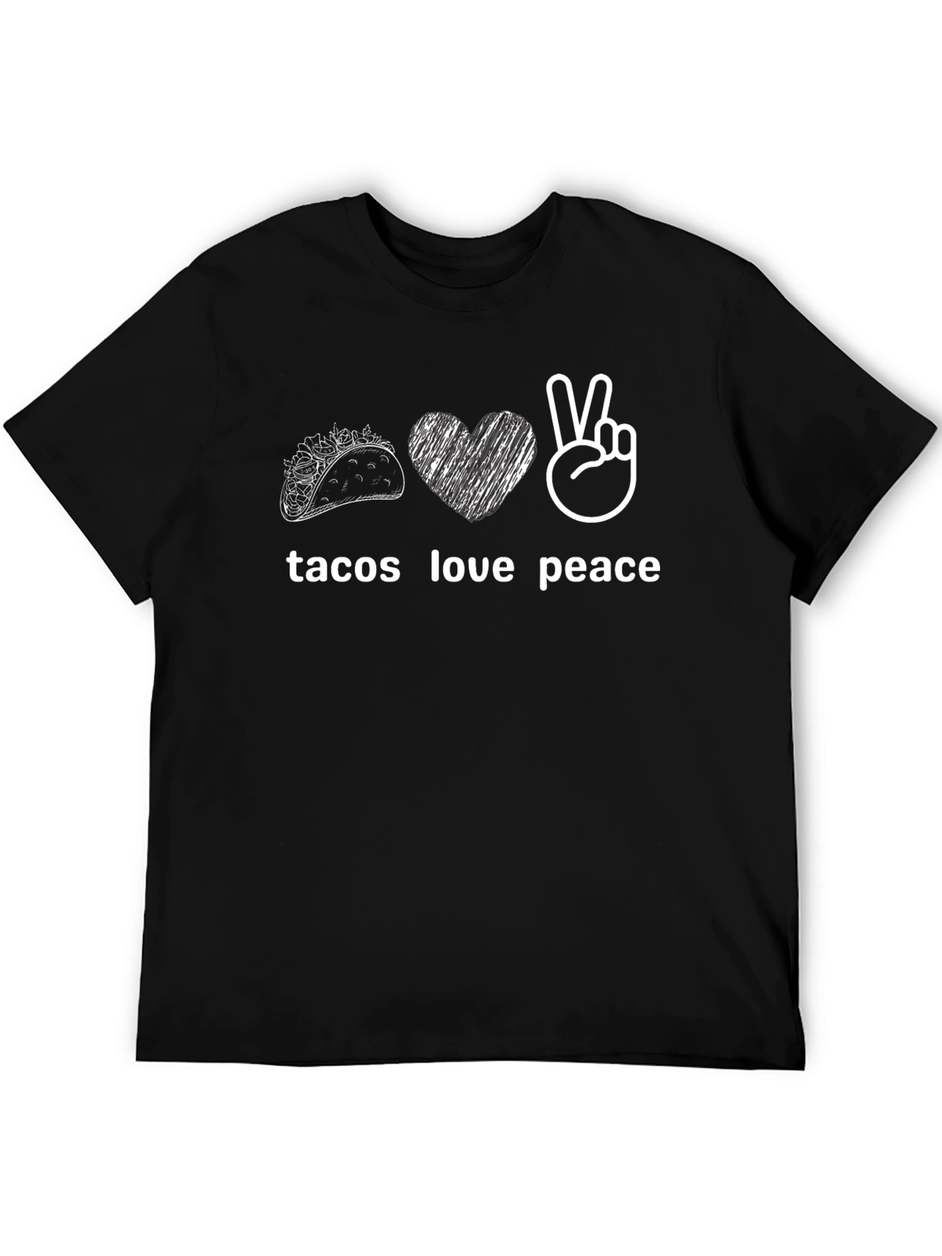 Camiseta Negra: Tacos Amor y Paz
