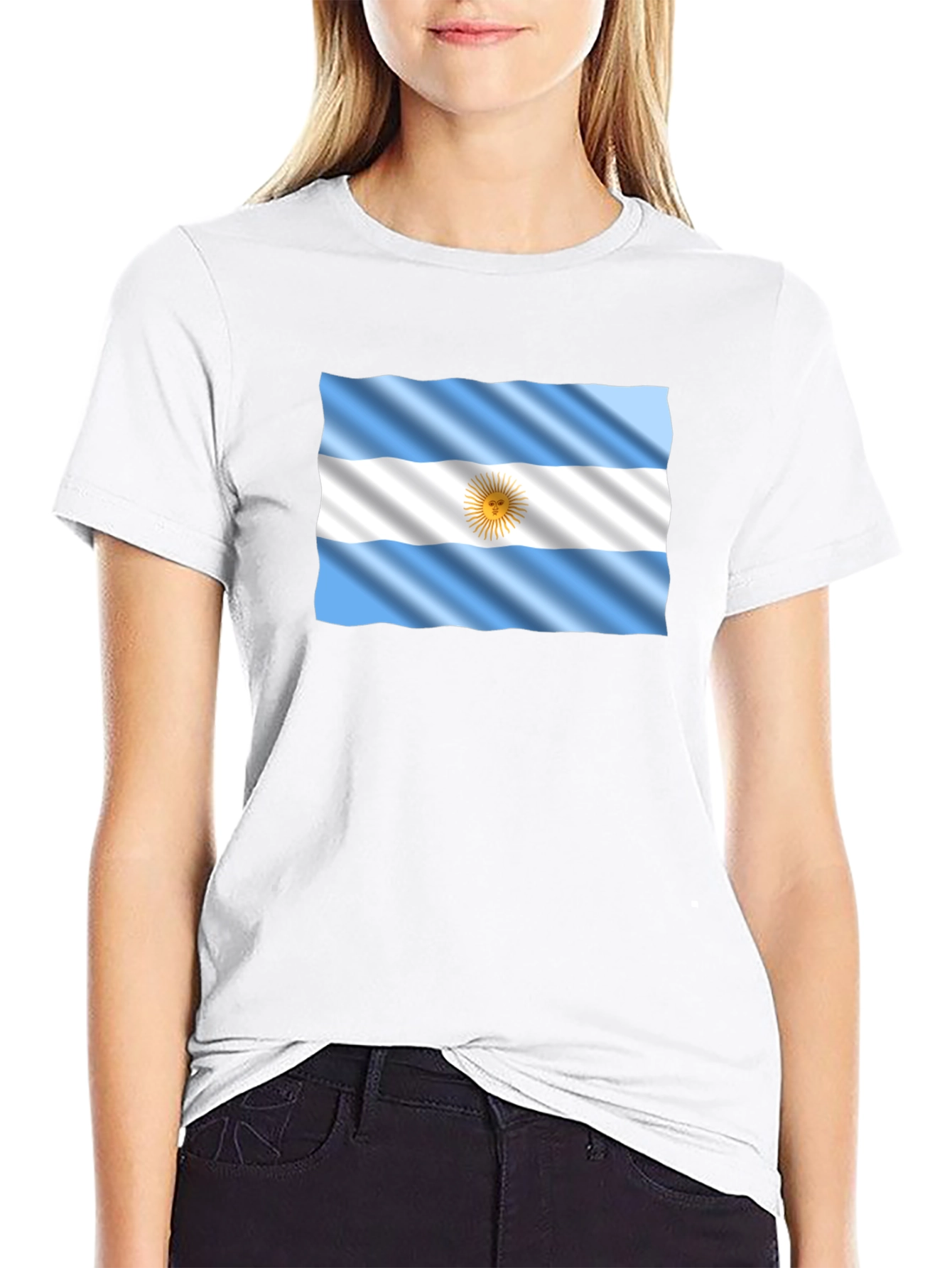 Camiseta Negra con Bandera Argentina