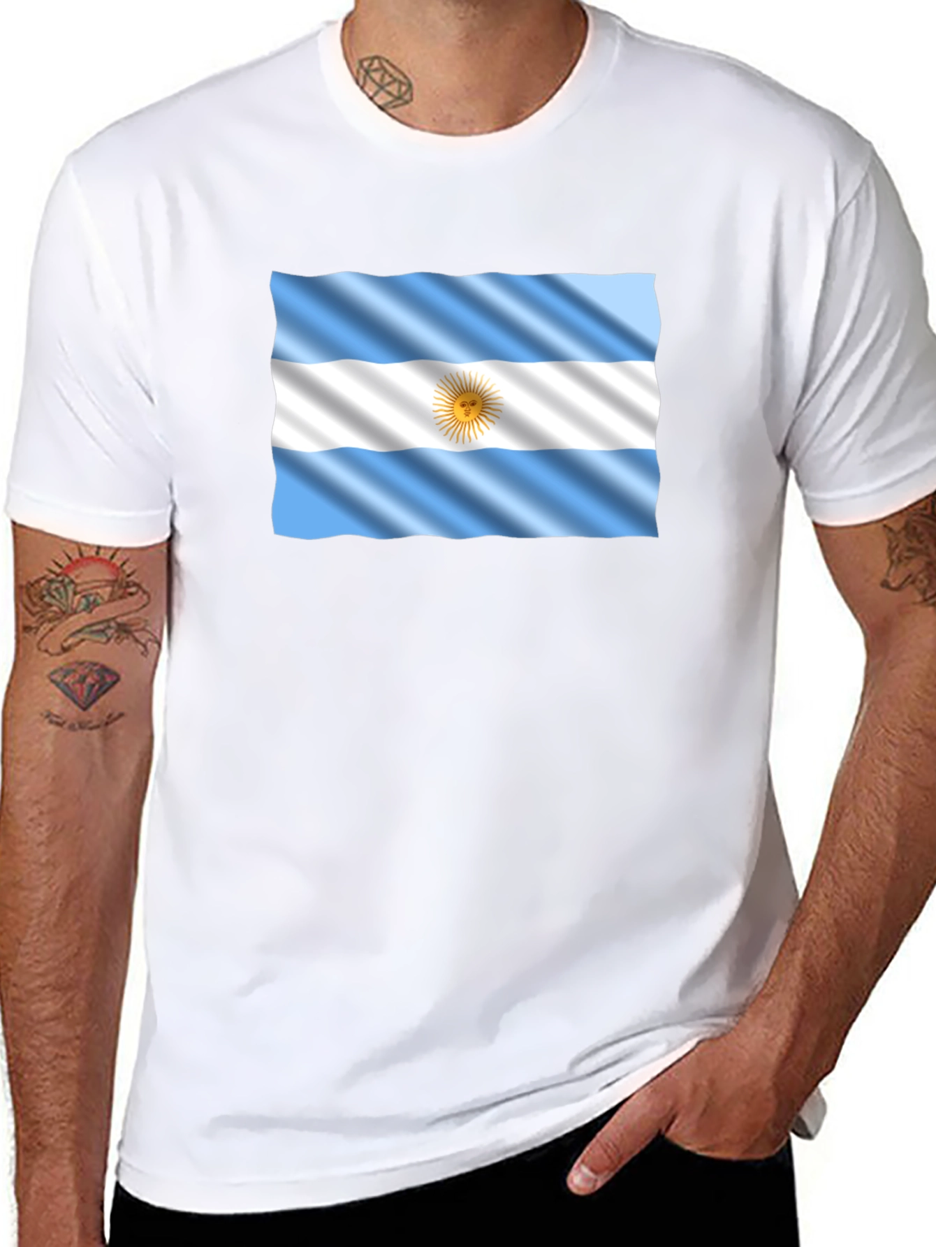 Camiseta Negra con Bandera Argentina