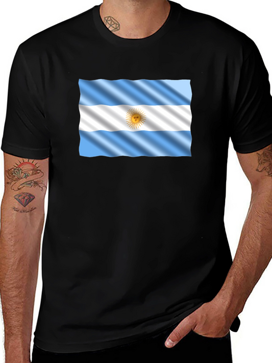 Camiseta Negra con Bandera Argentina