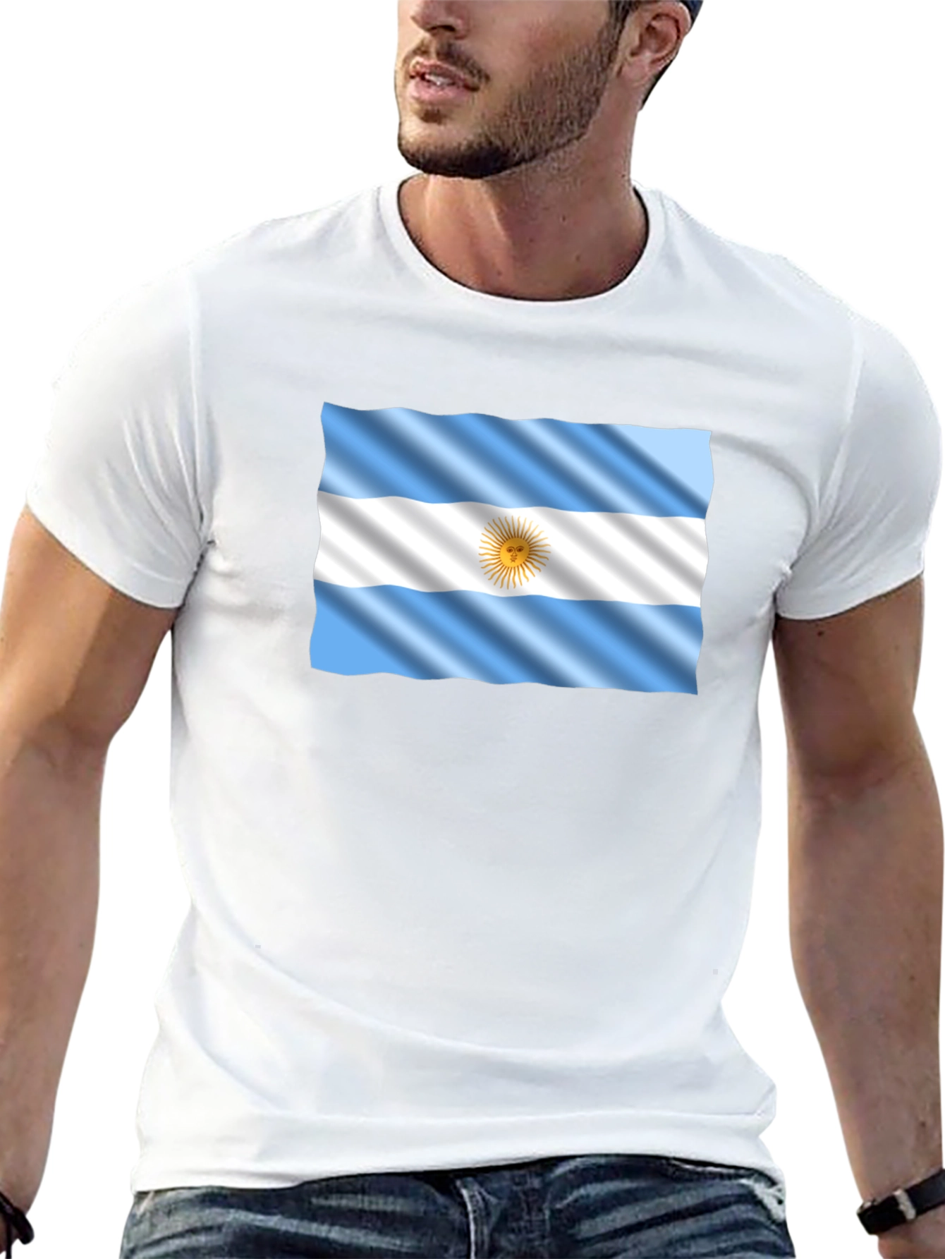 Camiseta Negra con Bandera Argentina