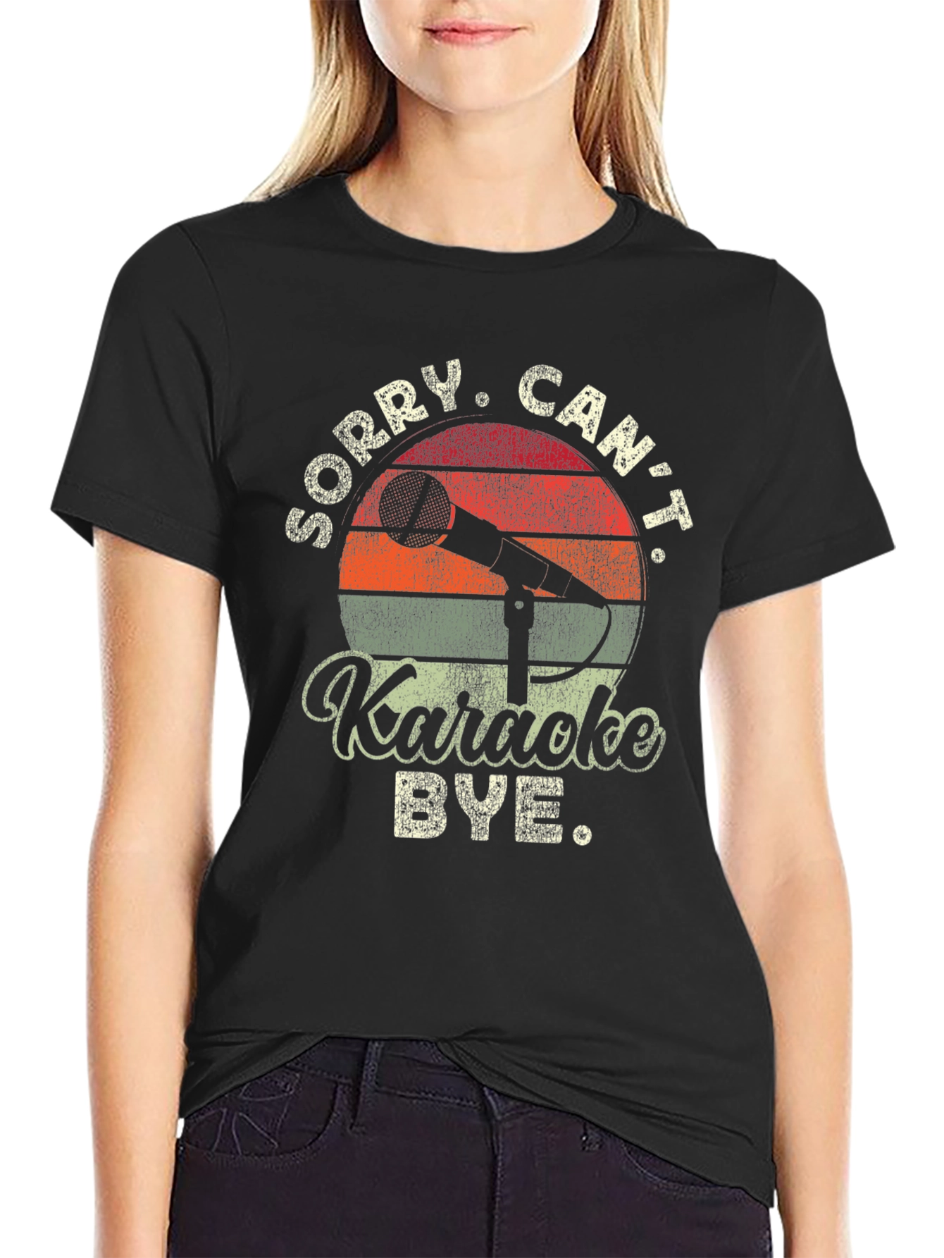 Camiseta Negra Divertida con Diseño Karaoke