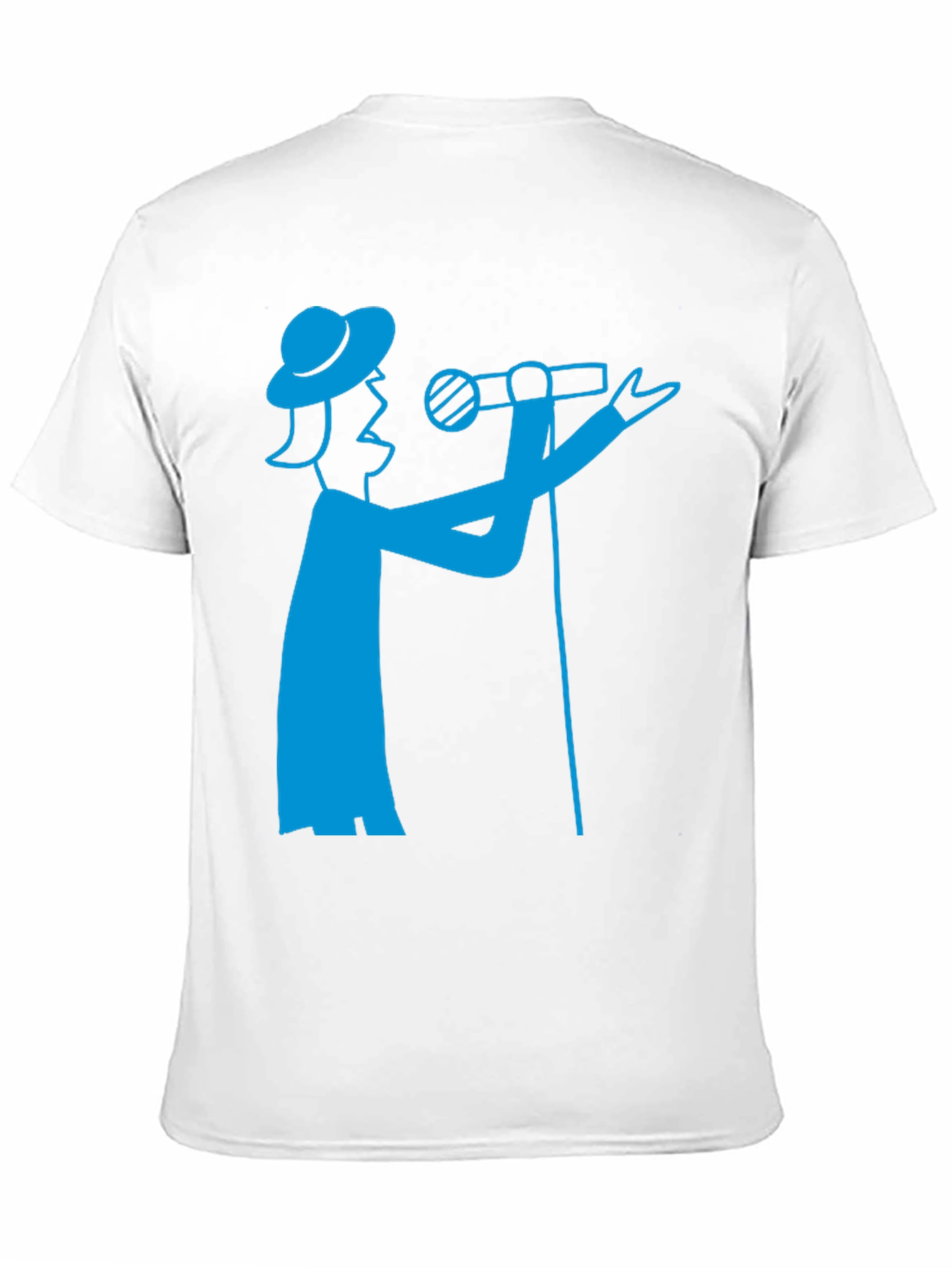 Camiseta Negra con Diseño de Cantante Azul