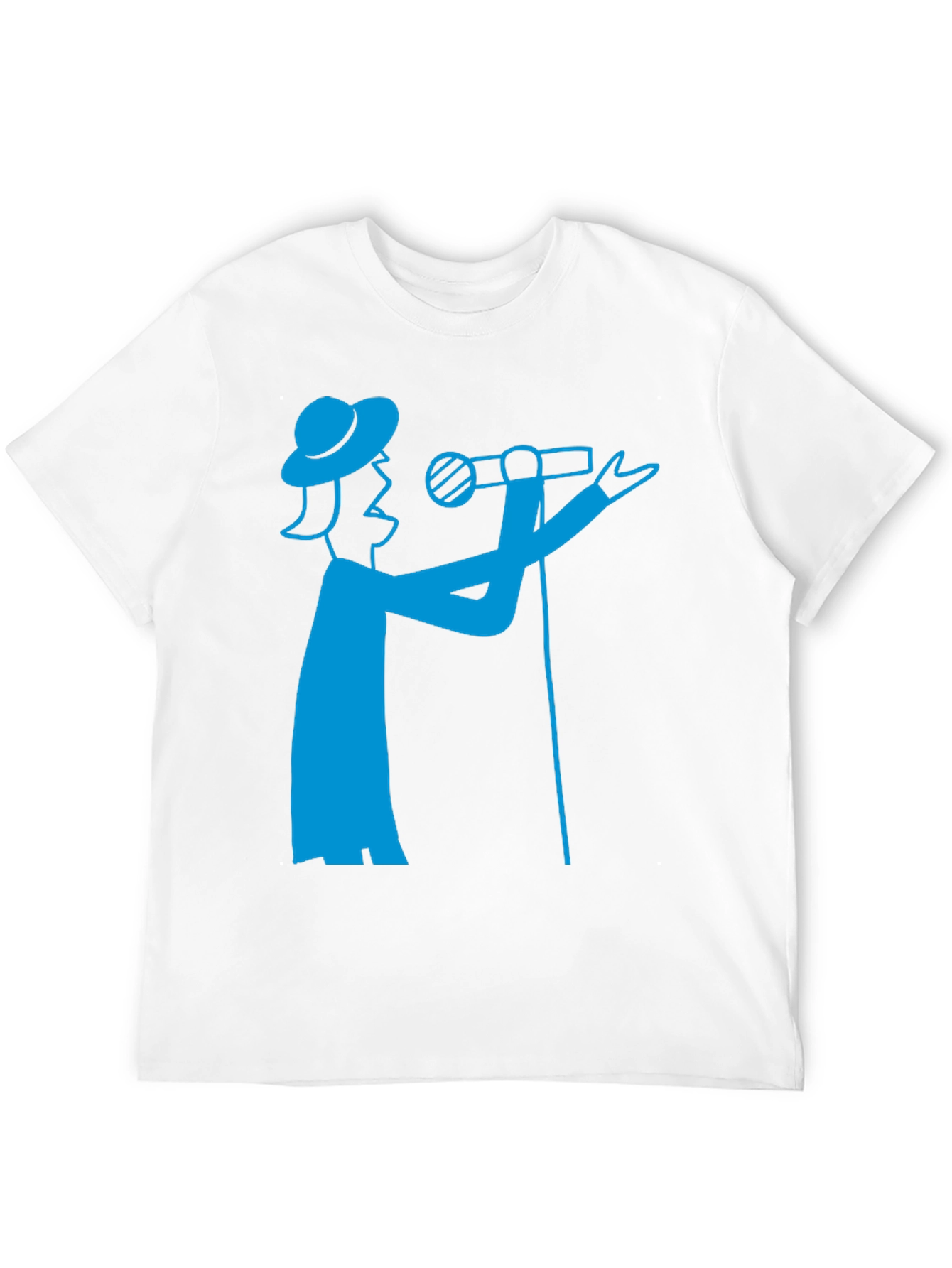 Camiseta Negra con Diseño de Cantante Azul