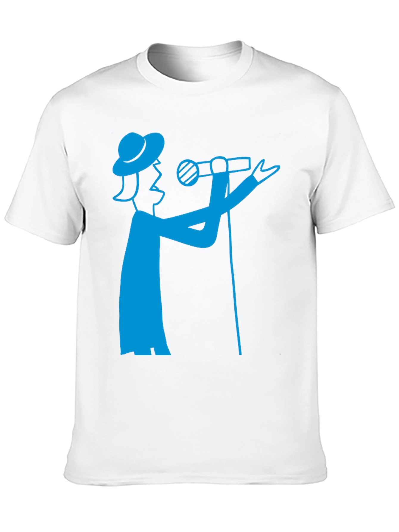 Camiseta Negra con Diseño de Cantante Azul